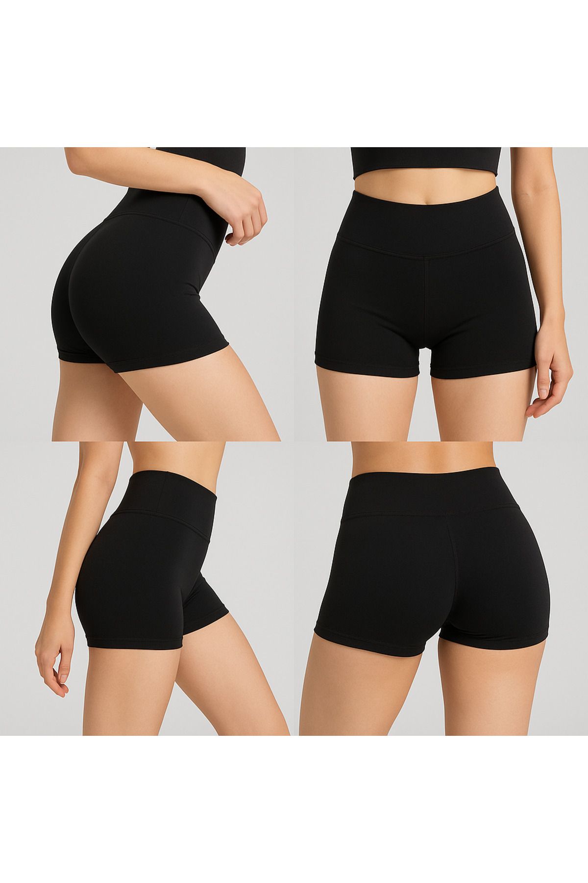 Black Elwis Kadın Yüksek Bel Toparlayıcı Ve Sıkılaştırıcı Kısa Spor Şort Tayt