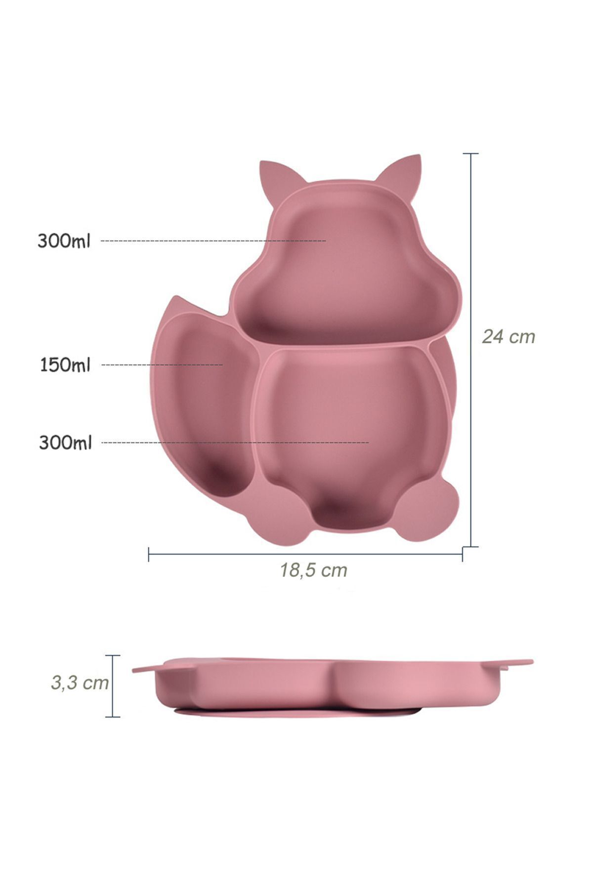 jojobebek Silikon Beslenme Seti Vakumlu Mama Tabağı Ve Kasesi, Önlük, Çatal Ve Kaşık, Bardak / Pembe fotoğrafı 4 (önizleme)