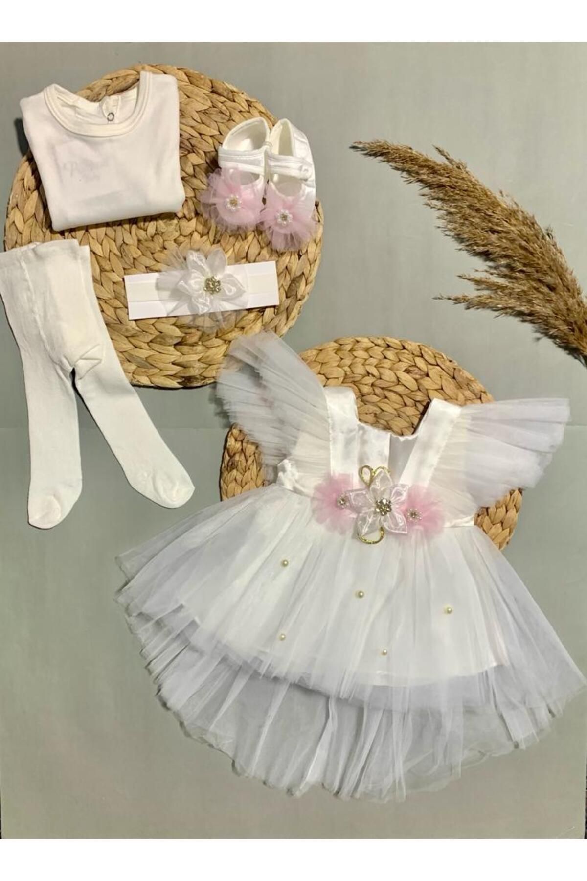 Genel Markalar Ponpon Baby Kız Bebek Yenidoğan Hediyelik Premium Mevlüt Elbisesi fotoğrafı 4 (önizleme)