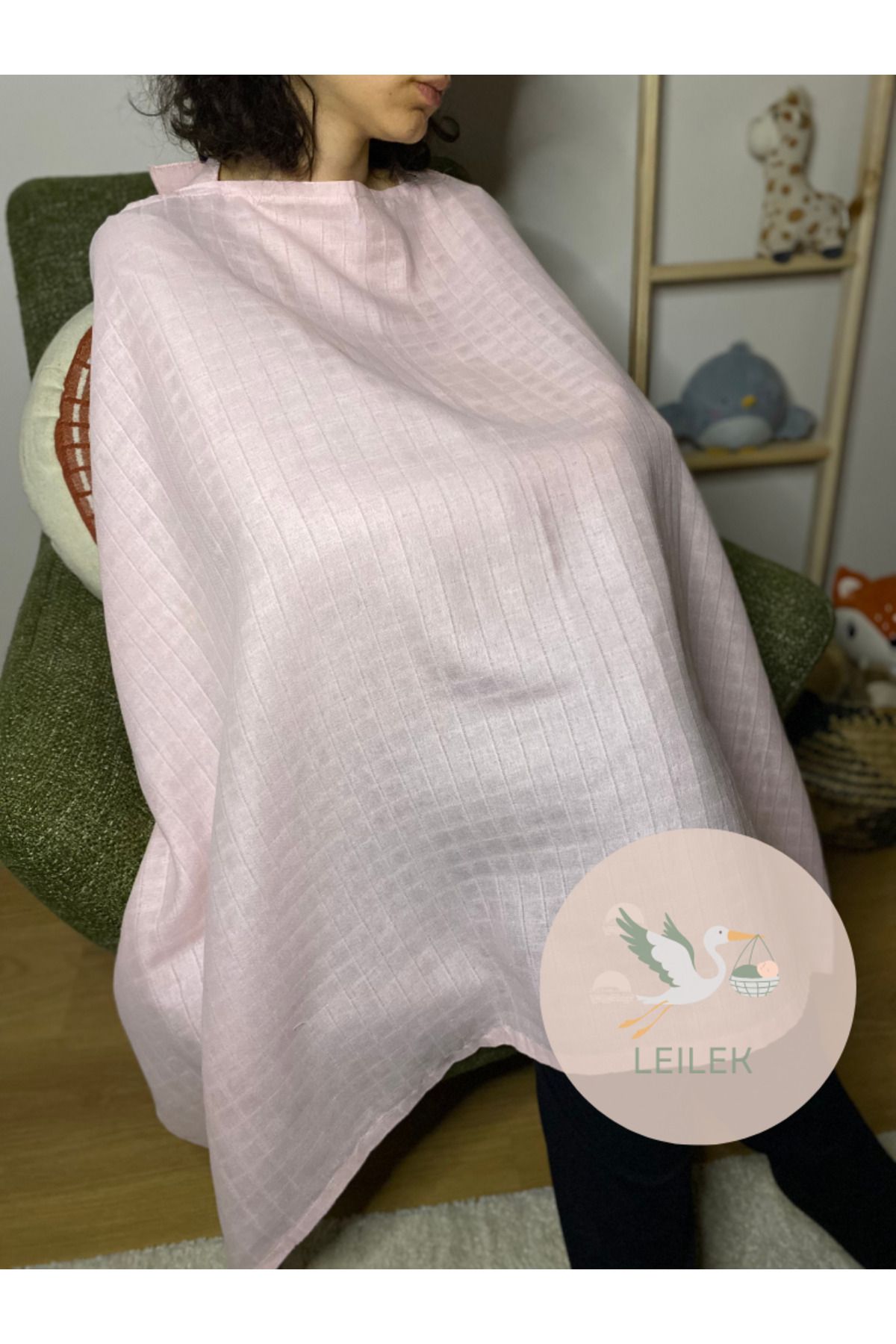 Leilek %100 Pamuk Müslin Pembe Emzirme Örtüsü