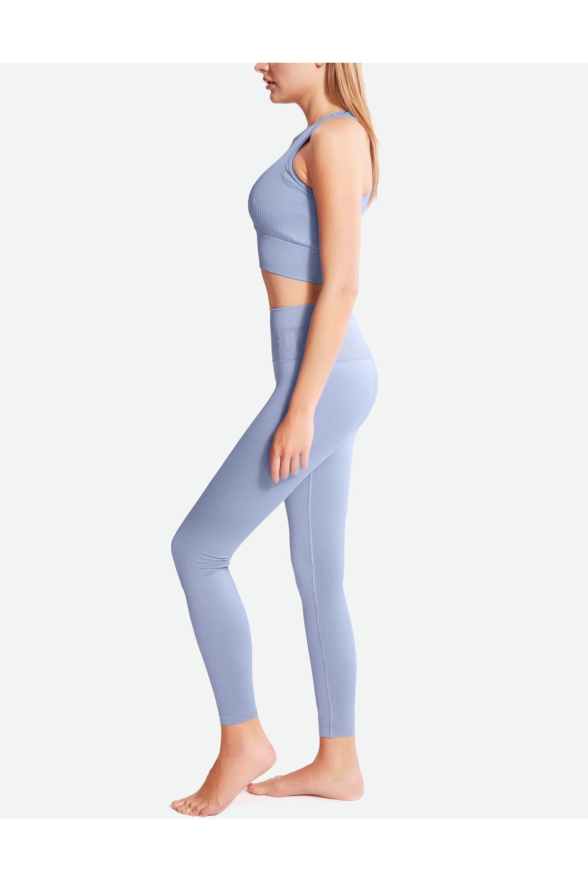 Gfity Ribseamless High Waist Tights - Rainy Blue