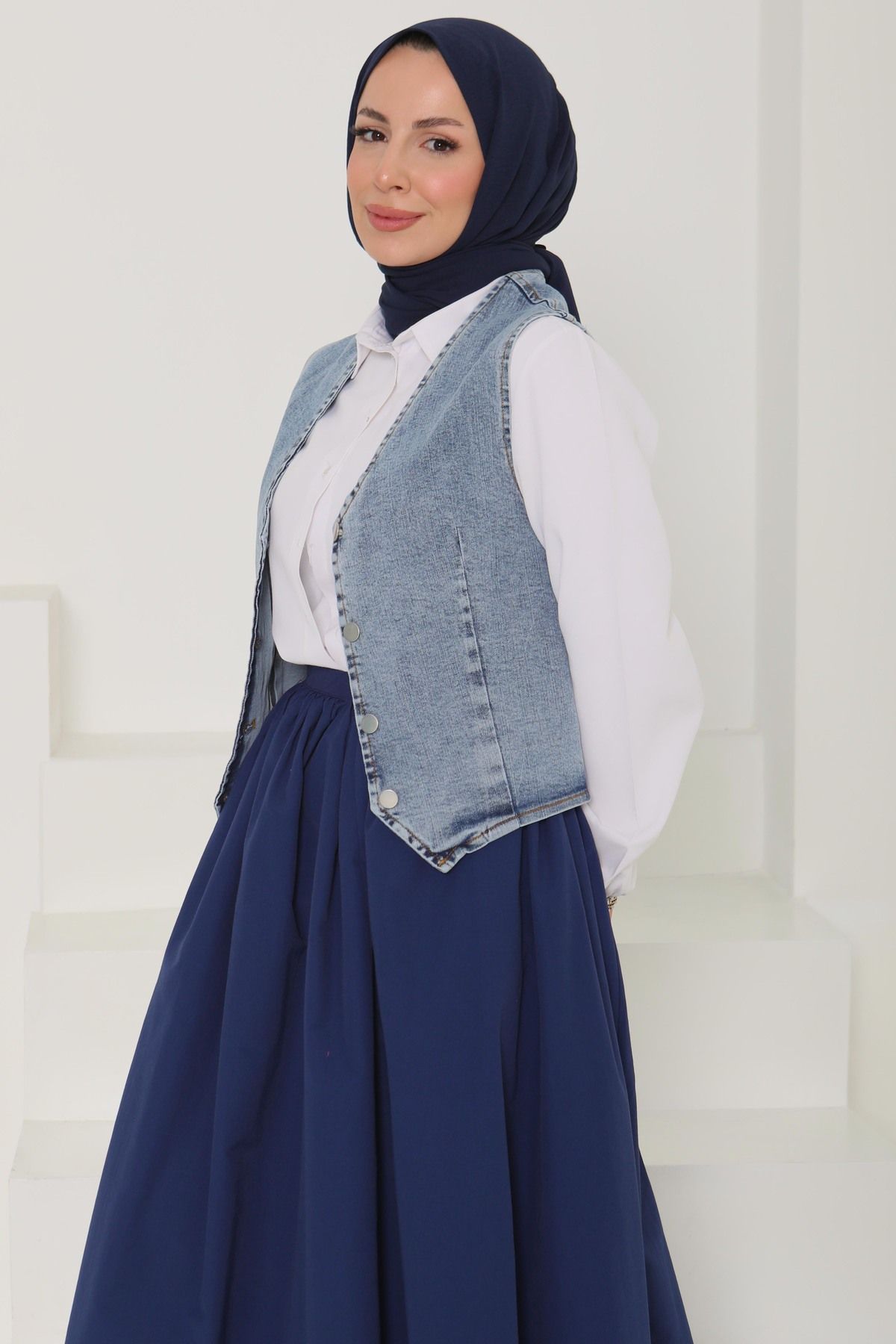 TOFİSA Denim Kısa Yelek Acik Mavi - 27099