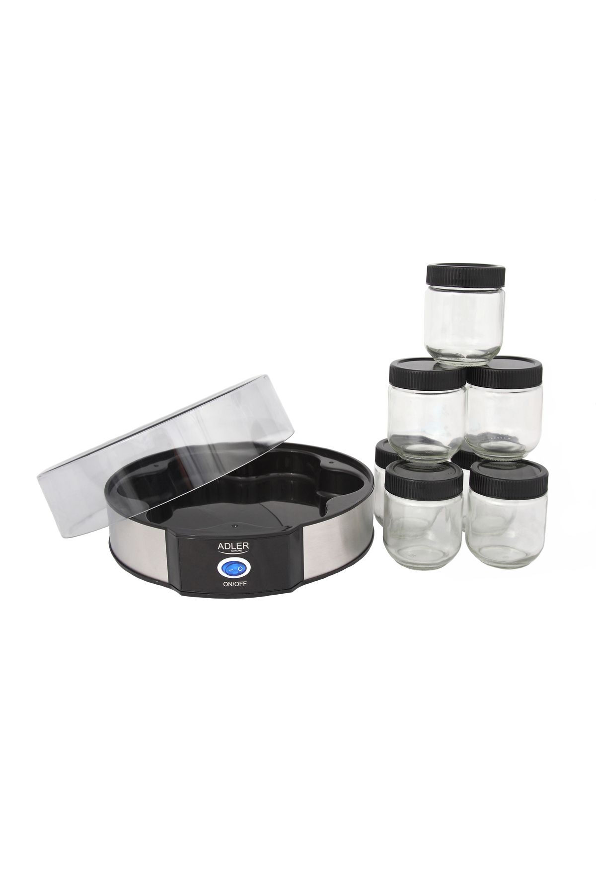 adler-Aparat pentru preparat iaurt Adler AD4476, 7 compartimente pentru borcane, Negru/Argintiu 2