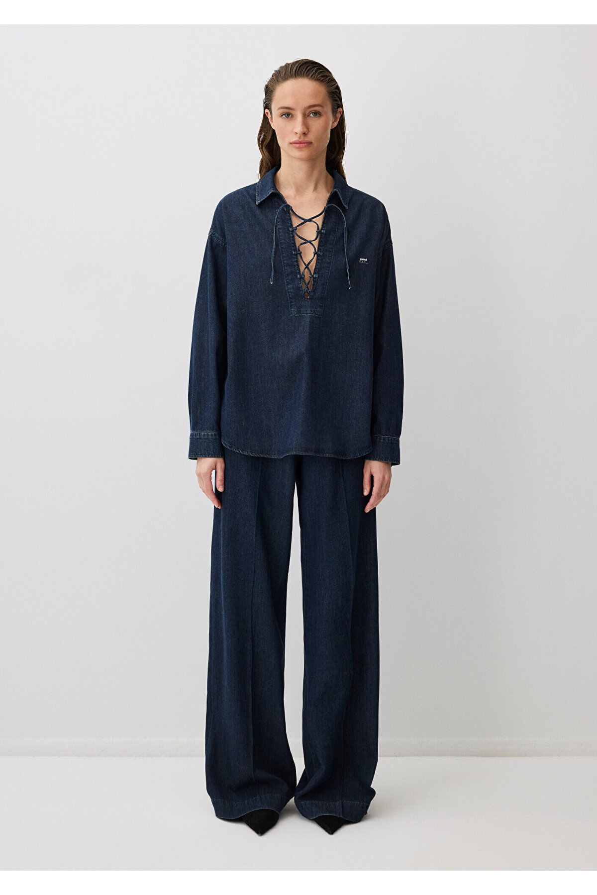Delphine Mavi Edition Rinse Jean Gömlek Loose Fit / Bol Rahat Kesim 1211134-90594 — آبی — تصویر 3 از 6