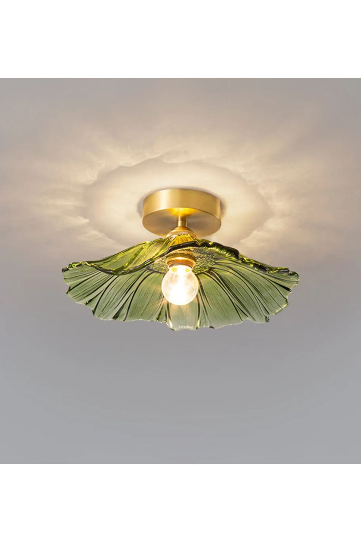 burenze Luxury Modern Tasarım 1 ADET Yeşil Renkli Kristal Cam Flower Çiçek Tekli Tavan Avize Eskitme Gold