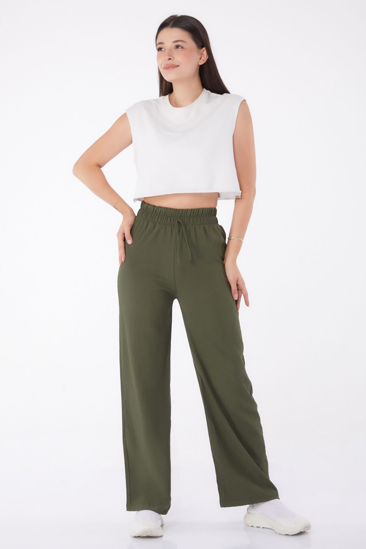 TOFİSA Beli Lastikli Pantolon Haki - 27074