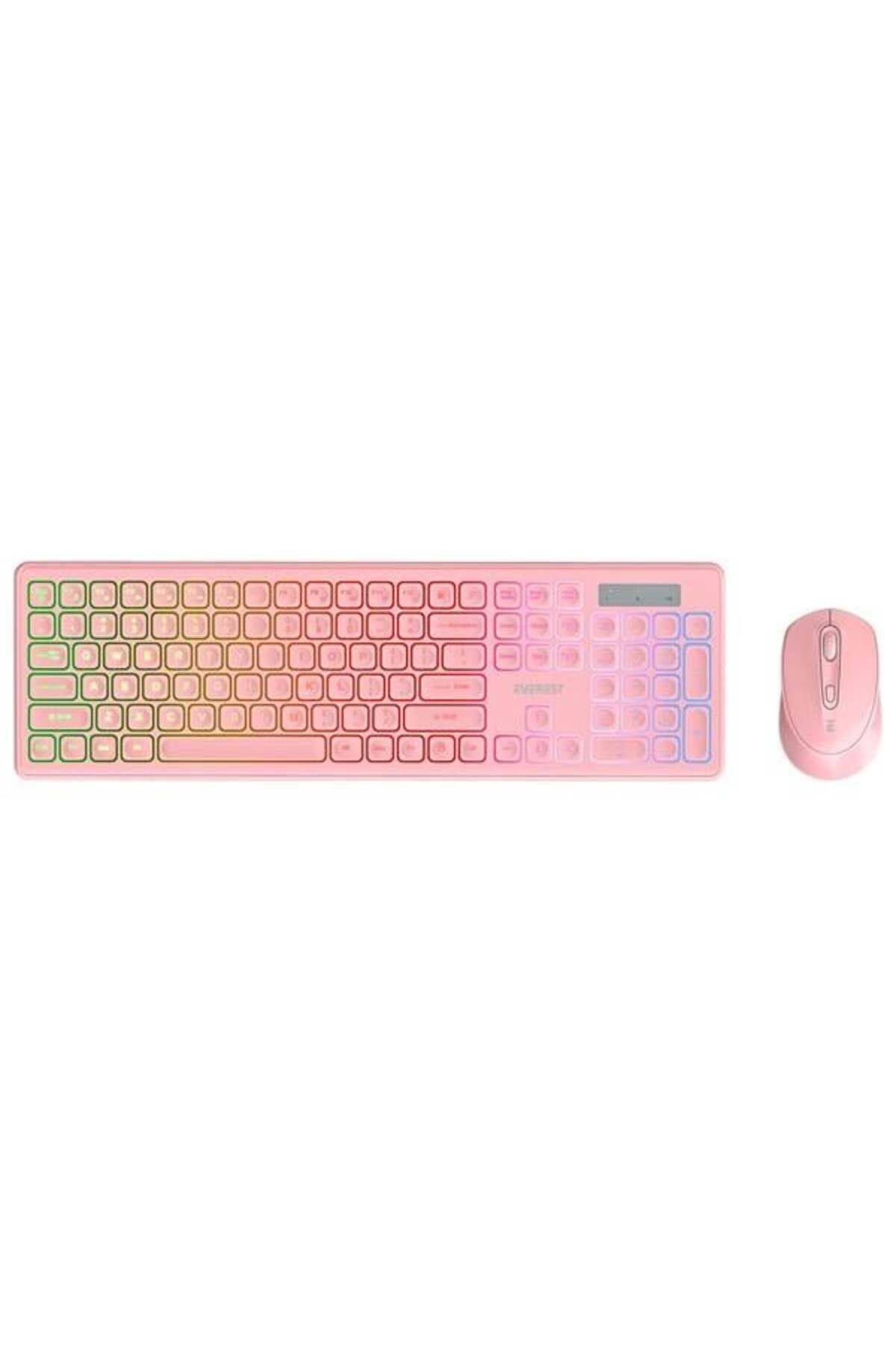 Everest KM-319BT Pembe 2.4G+BT1+BT2 Çoklu Cihaz Bağlantılı Q Set Kablosuz Klavye + Mouse
