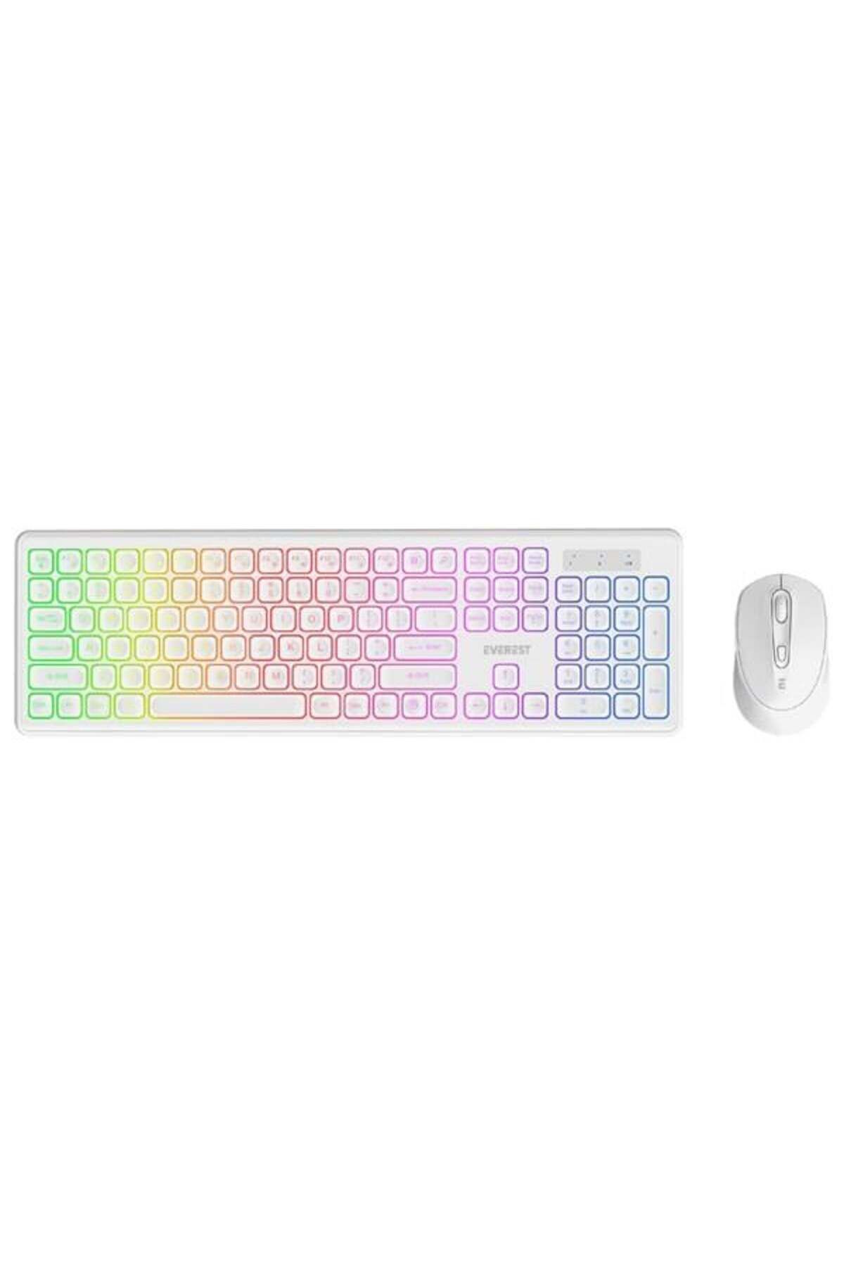 Everest KM-319BT Beyaz 2.4G+BT1+BT2 Çoklu Cihaz Bağlantılı Q Set Kablosuz Klavye + Mouse