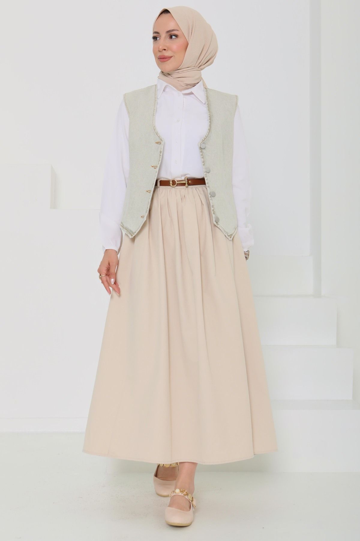 TOFİSA Denim Kısa Yelek Taş - 27099