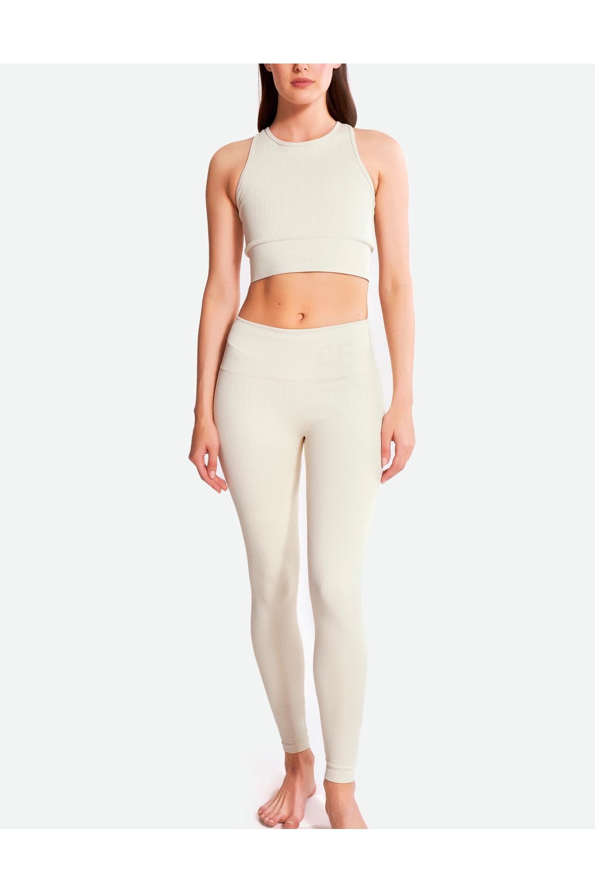 Gfity Ribseamless High Waist Tights - Whisper White