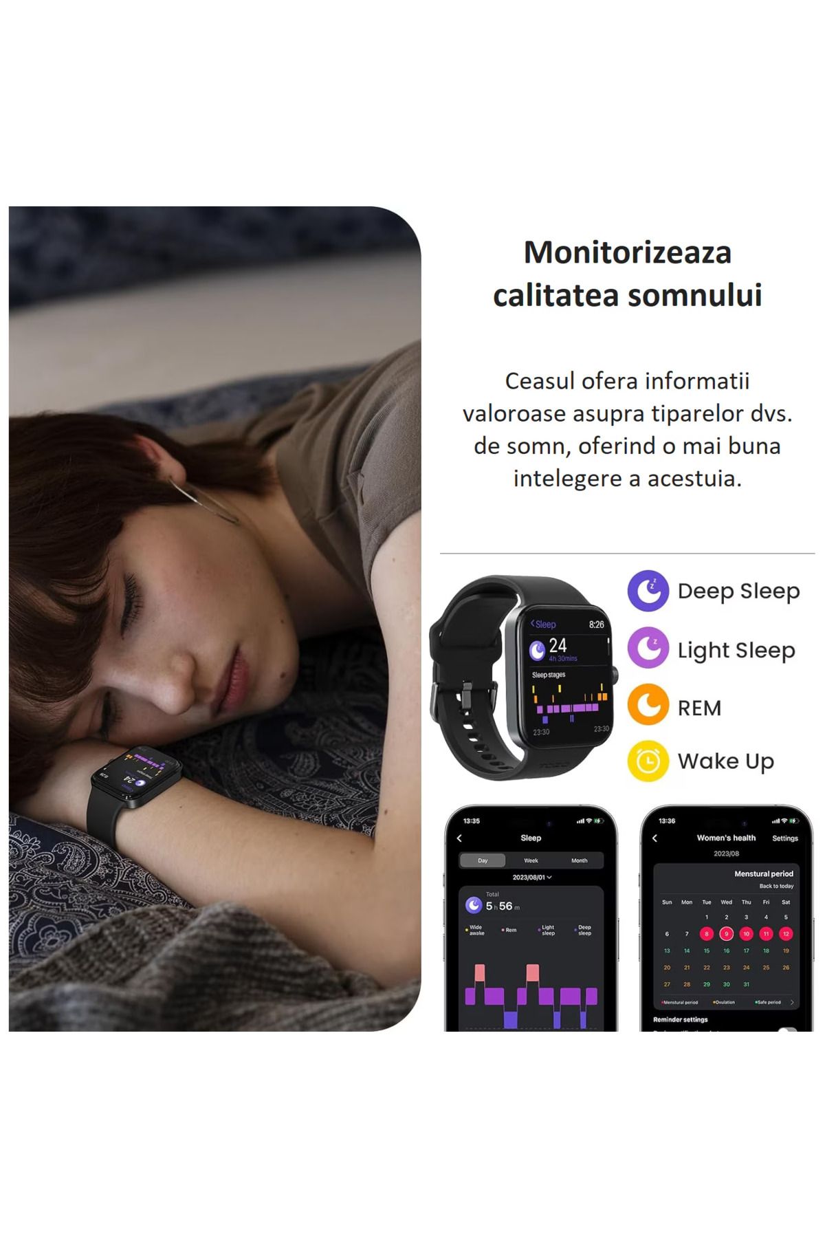 Smart Vibe-Smartwatch AMOLED Always ON Display TOZO® S4 AcuFit One 1.78” Ultra-Clear, Apel Bluetooth, Black 6