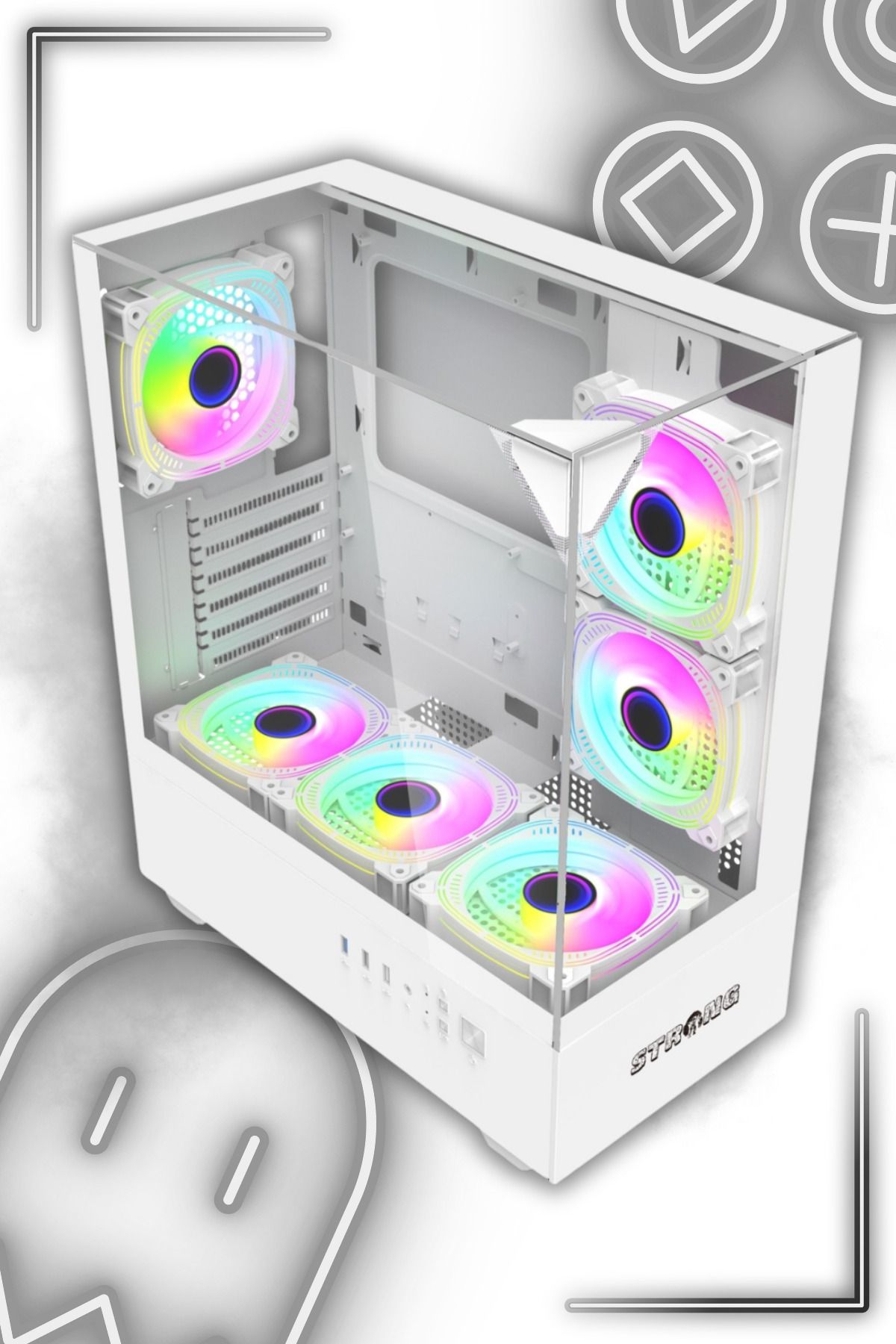 GAMİNGTECH Diamond Beyaz 6X120MM Argb Atx Gaming Bilgisayar Kasası