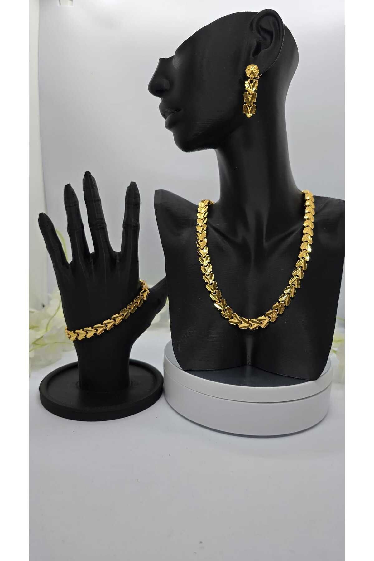 michelle takı zerafetin yeni adresi Kalp Model Set 22 Ayar Altın Kaplama