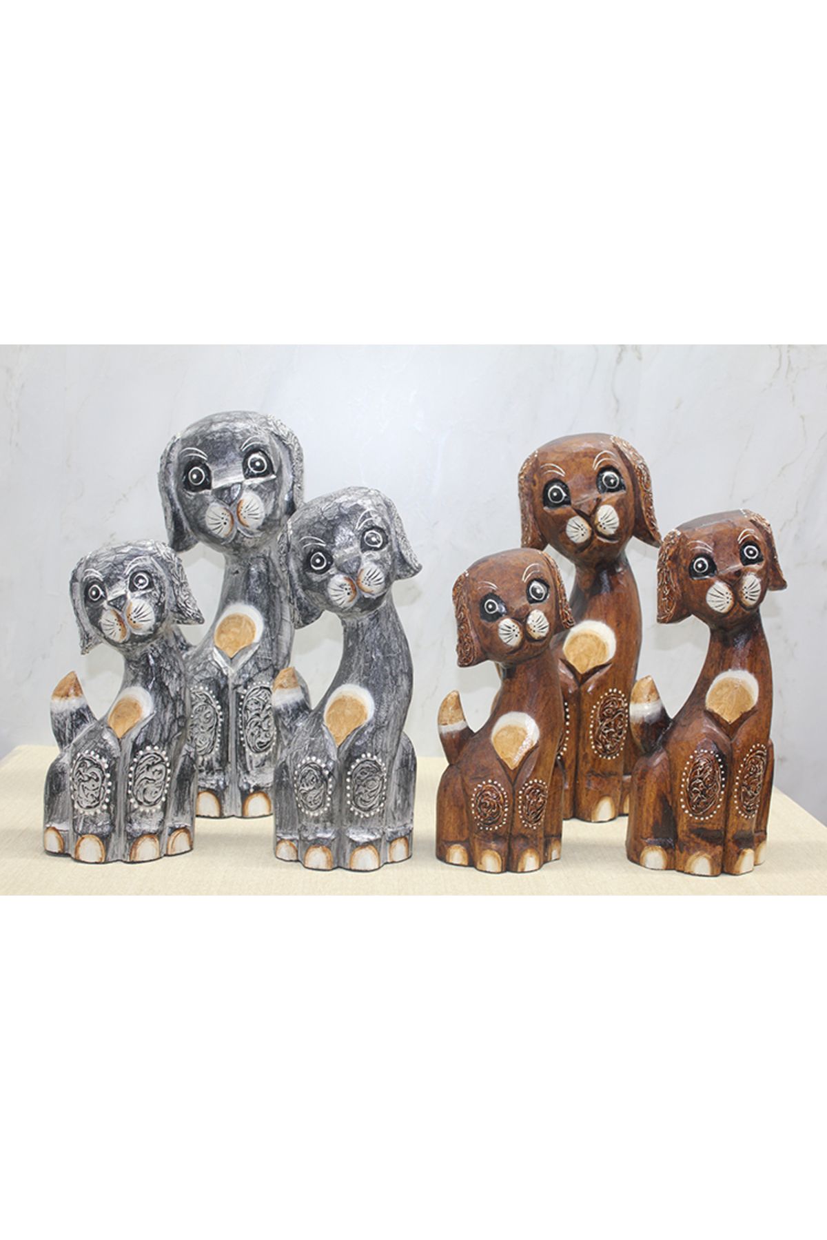 kuzenler store Ahşap 3'lü Köpek Seti
