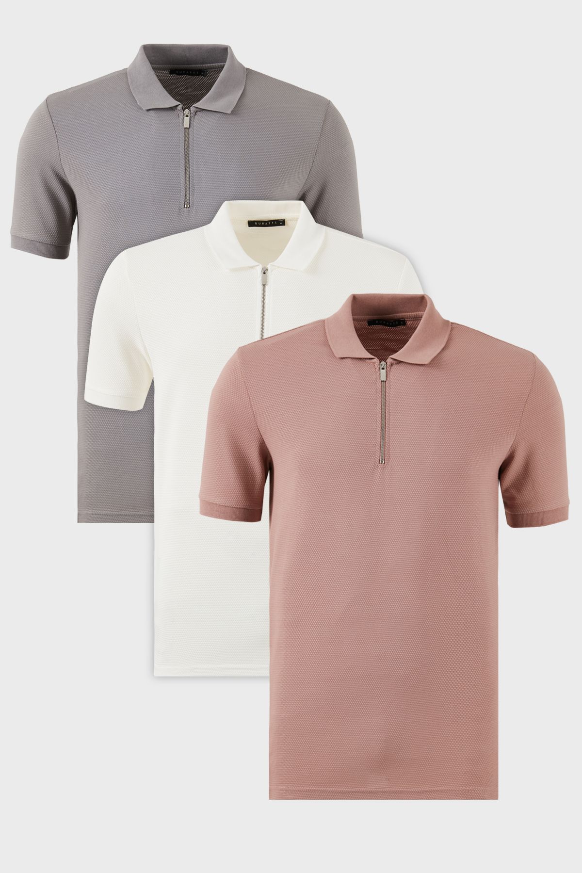 Buratti Pamuklu Regular Fit Yarım Fermuarlı 3'lü Paket Polo Yaka T Shirt Erkek POLO YAKA T SHİRT 590