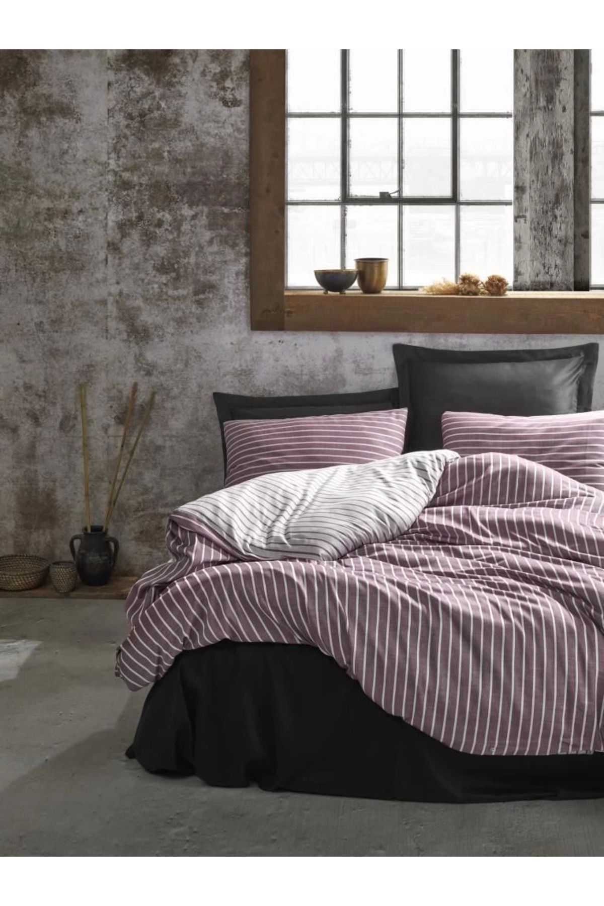 ÖYKÜ VE YİĞİT Cotton Box Çift Kişilik Bambu Saten Nevresim Takımı Bordo