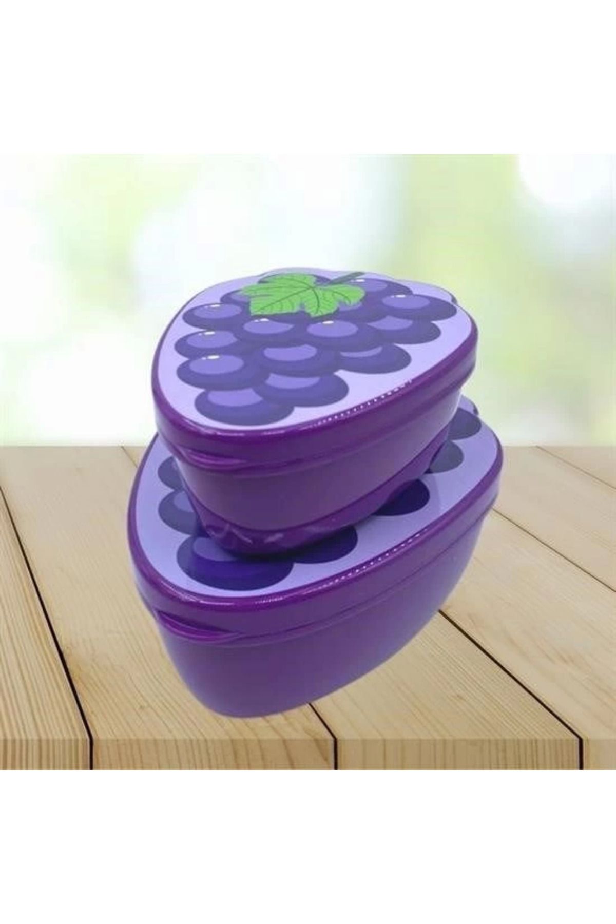 ÖYKÜ VE YİĞİT 2'li İç İçe Geçebilen Üzüm Model Saklama ve Beslenme Kabı Seti (550 ml + 250 ml)