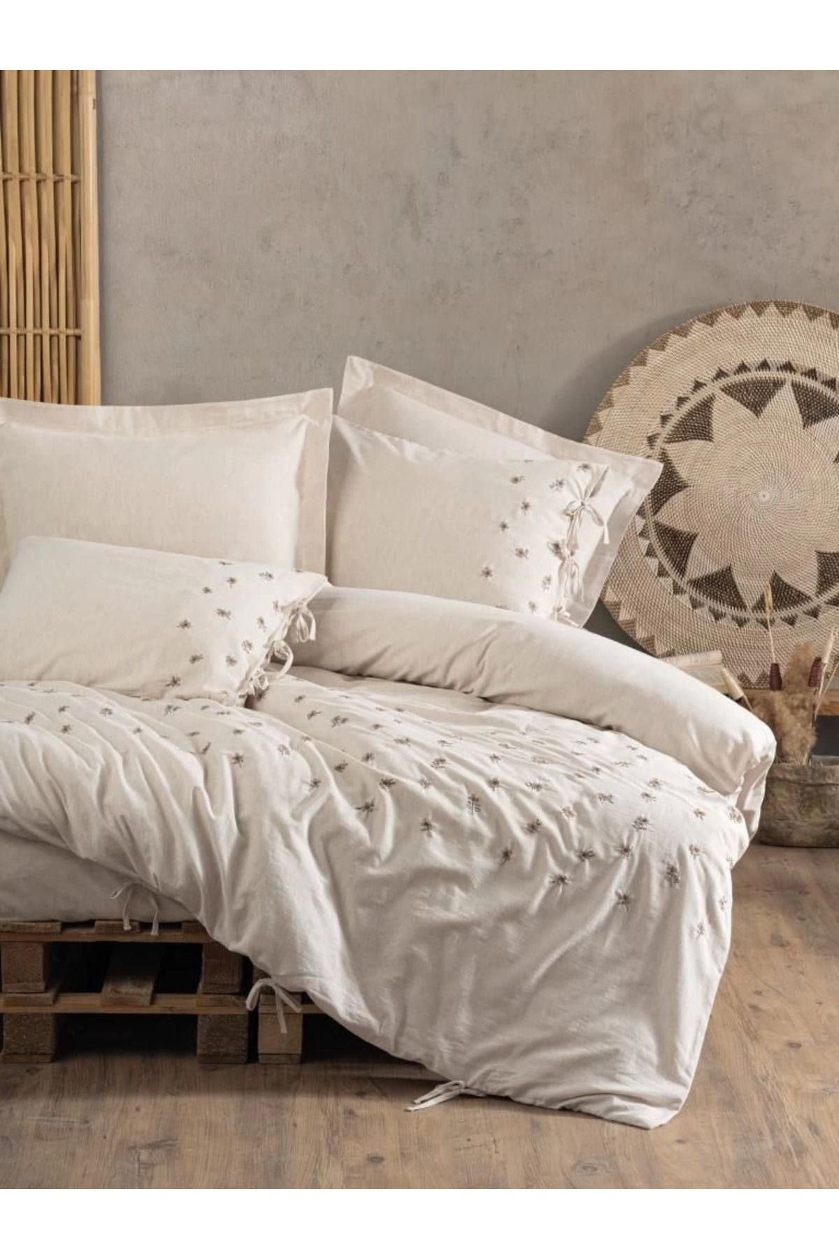 ÖYKÜ VE YİĞİT Cotton Box Cotton Keten Çift Kişilik Nevresim Takımı Arie