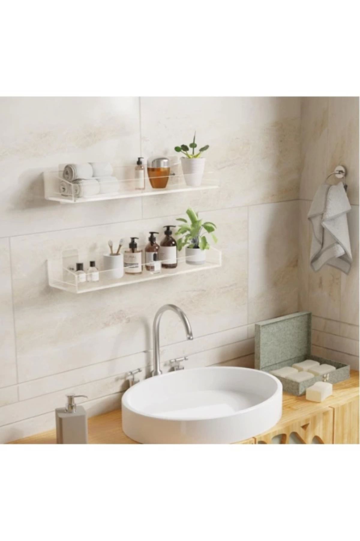 MELFSHOP 2'li Şık ve Minimalist Tasarımlı Şeffaf Duvar Rafı