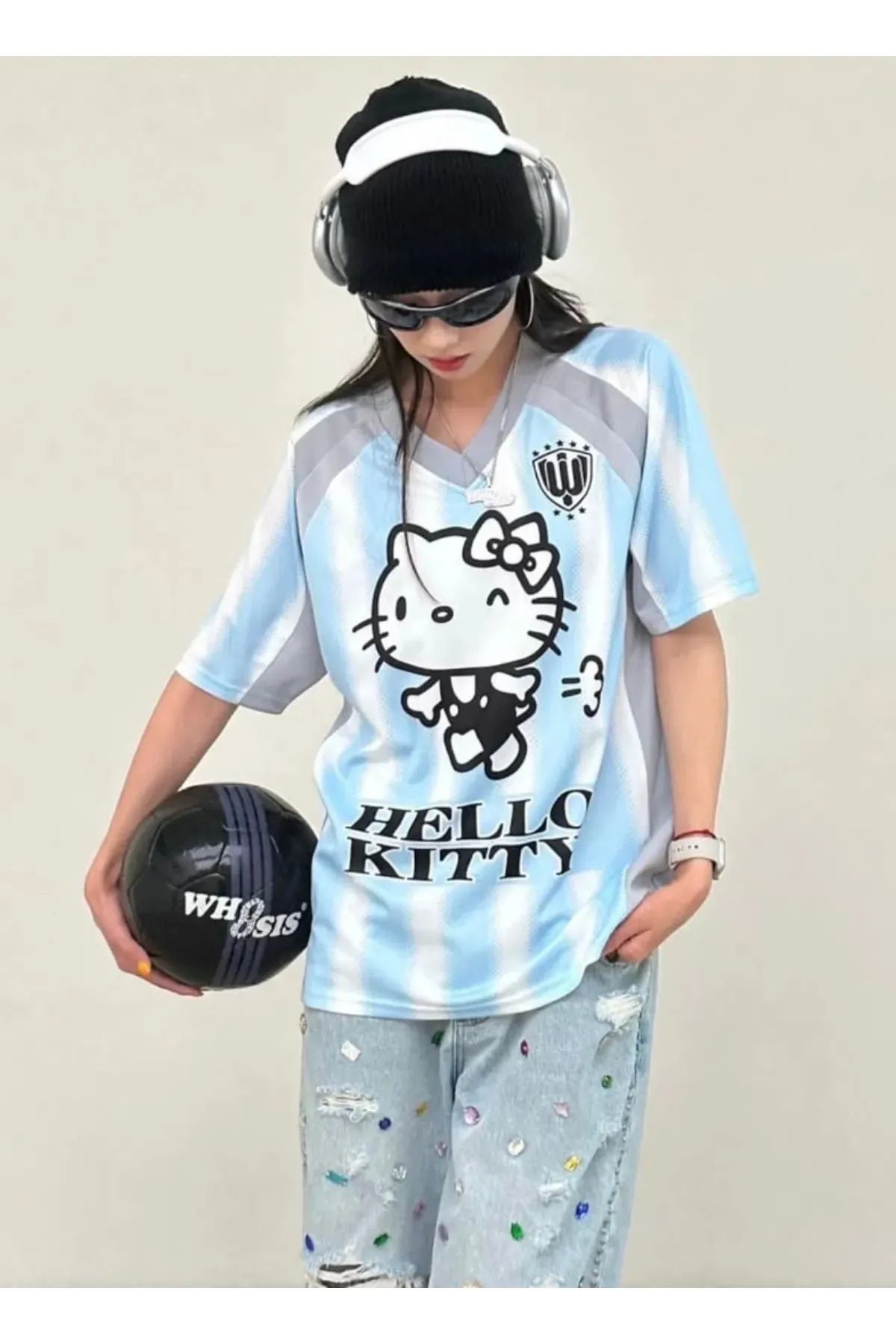 BİQ & TAQ BUTİK Hello Kitty Unisex Jersey Mavi Forma