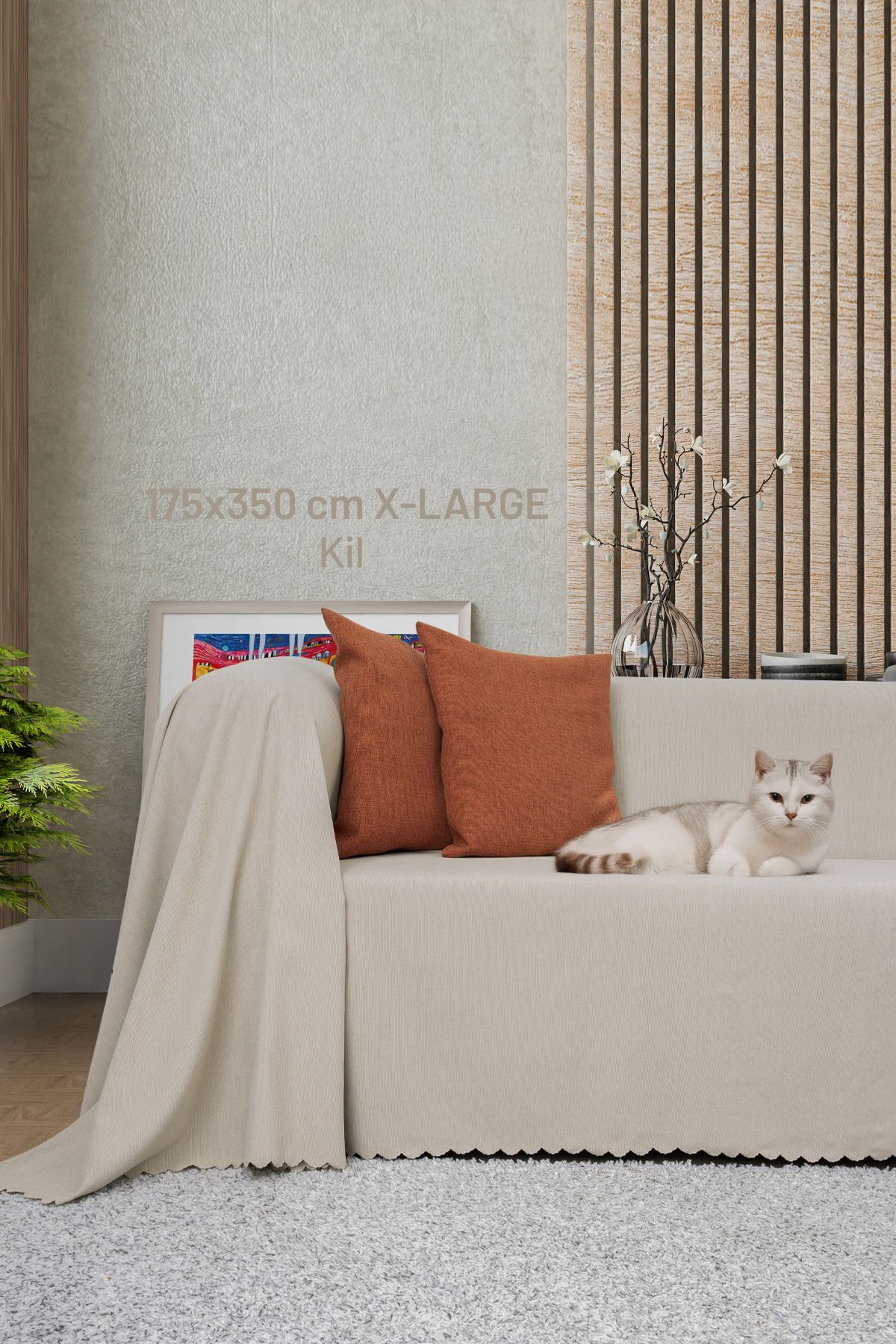 Latuda Home Kaymaz Koltuk Örtüsü Çift Taraflı Mikrofiber Şönil 175x350 cm XL- Kil – Kedi Köpek ve Çocuk Dostu
