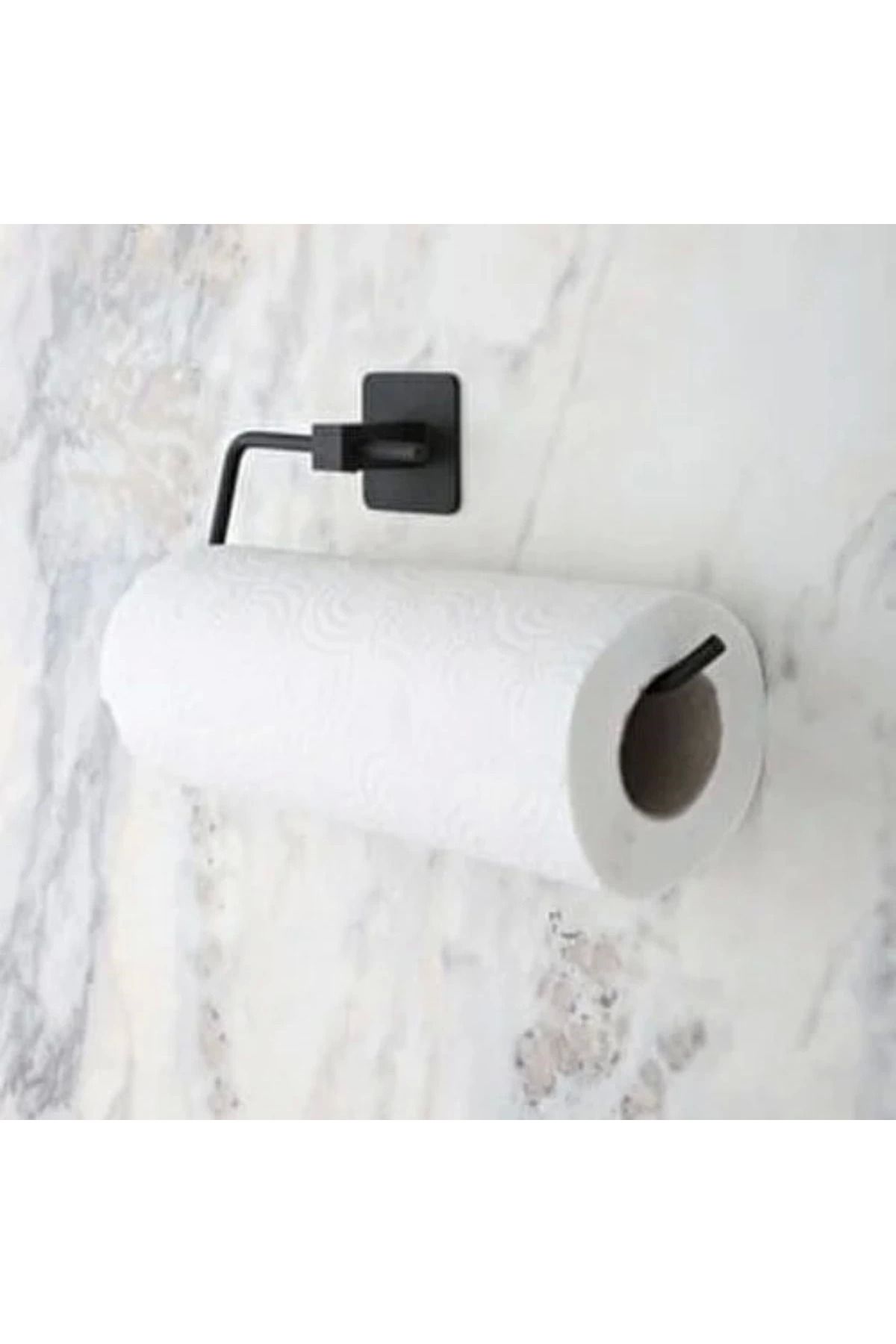 ÖYKÜ VE YİĞİT Kendiliğinden Yapışkanlı Siyah Paslanmaz Metal Rulo Havluluk Aparat