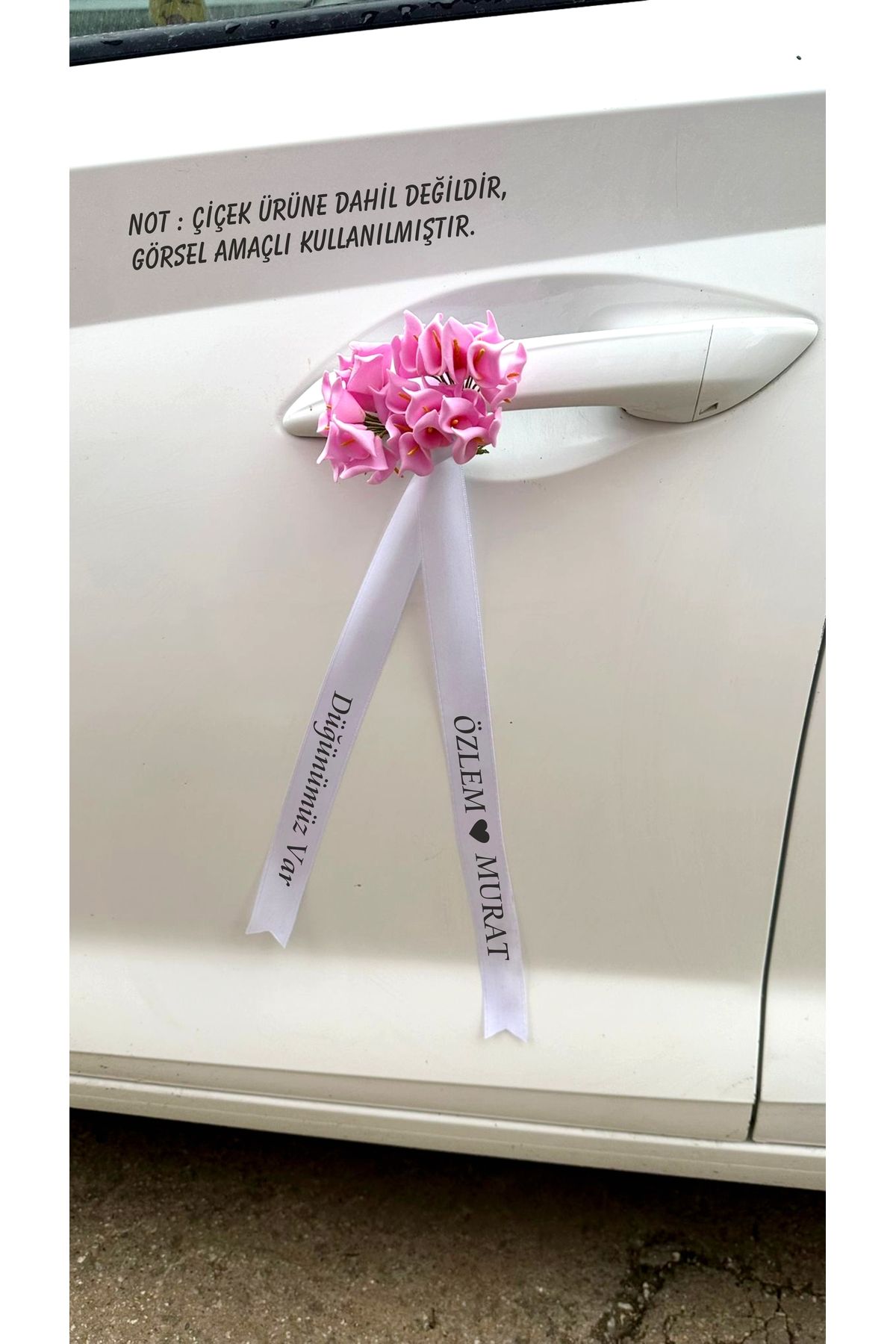 Hediyenza Kişiye Özel İsimli Gelin Arabası Kurdelesi , Düğün Araba Süsü Bride Groom ,konvoy süsü 2 Adet
