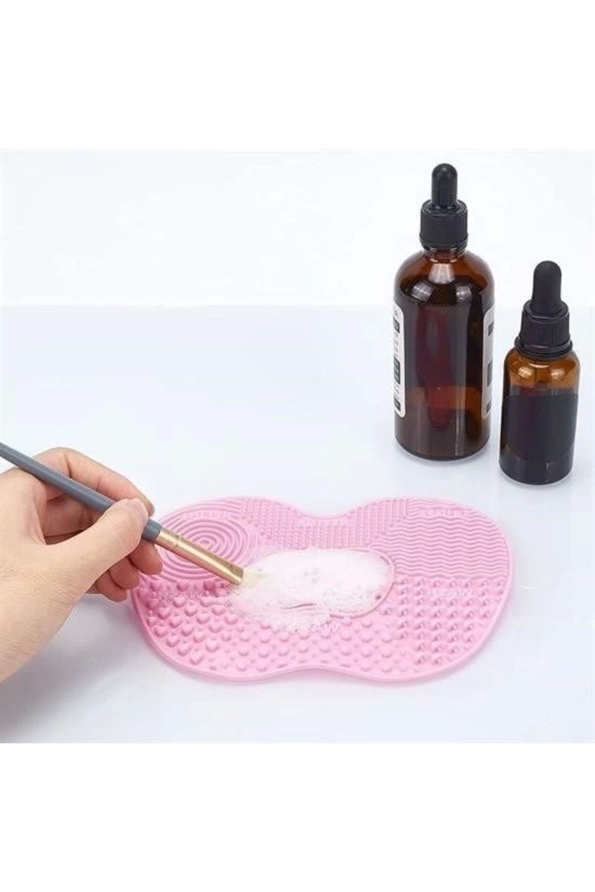 MELFSHOP Pratik Kolay Makyaj Fırçası Temizleme Matı Aparatı Aleti