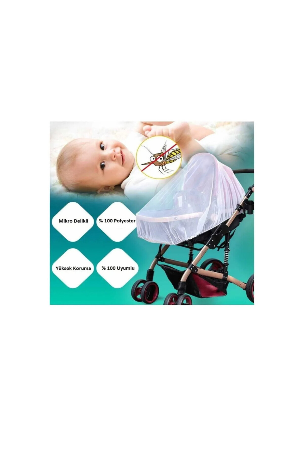 Zuu Baby Bebek Arabası Sinekliği Puset Cibinlik Sineklik (BÜTÜN BEBEK ARABALARINA UYUMLUDUR.) fotoğrafı 2 (önizleme)