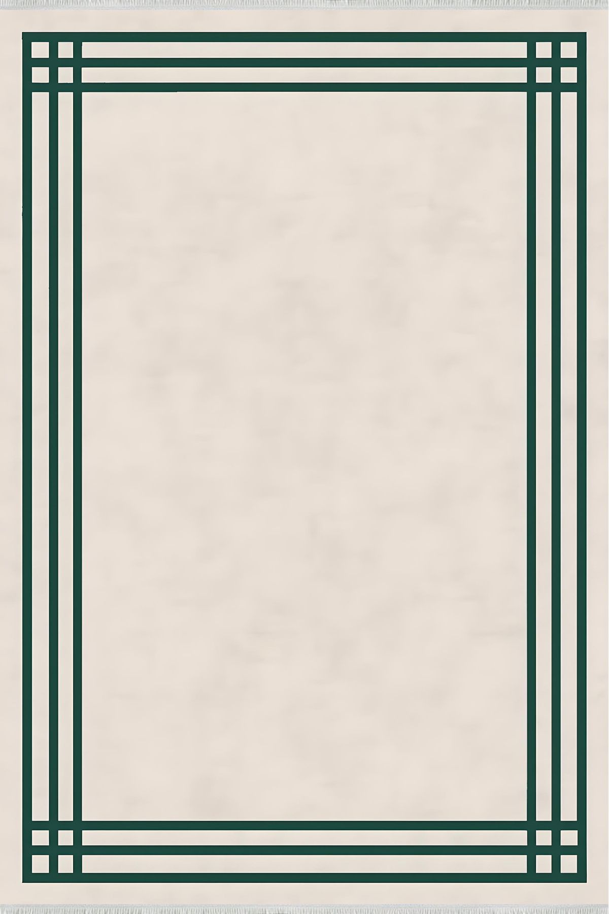 Home Modern Çizgili Kaymaz Halı Krem Zemin Yeşil Kenar 160x230