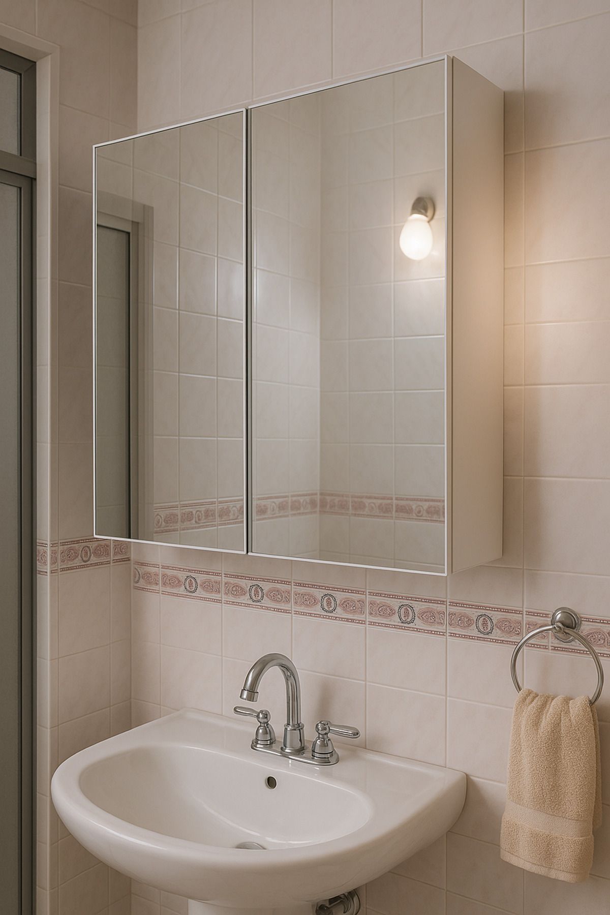 Aynalı Banyo Dolabı 2 Kapaklı Asma Dolap Banyo Havlu Dolabı Aynalı Dolap Banyo Rafı