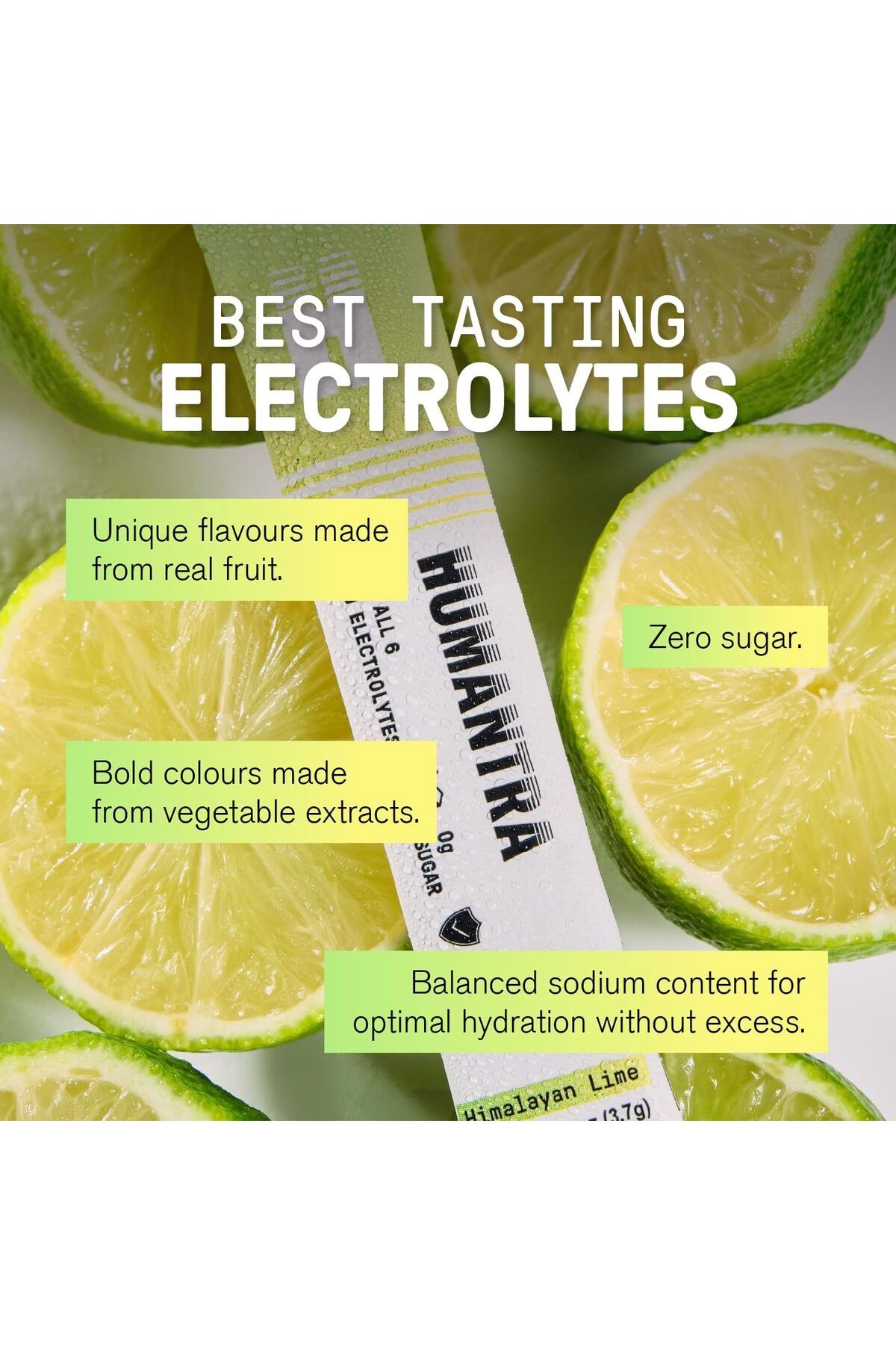Humantra-Himalayan Lime Hydration Packets | Zero Sugar Electrolyte Hydration Multiplier w/Essential 7