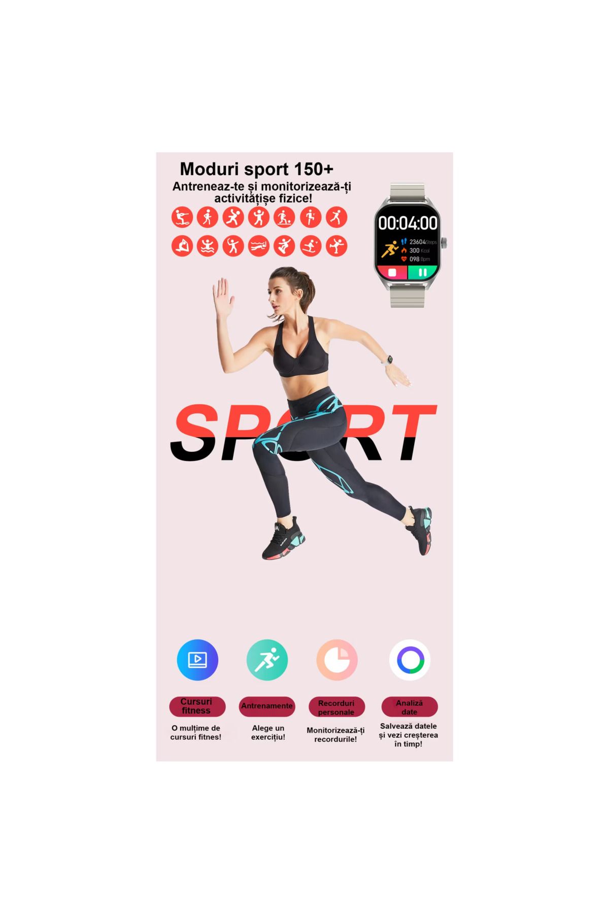 Smart Vibe-Smartwatch DT™ WA9CH MAX 2.04” Infinity AMOLED, Primire/Efectuare Apel, AI Asistent Vocal, Gold 5