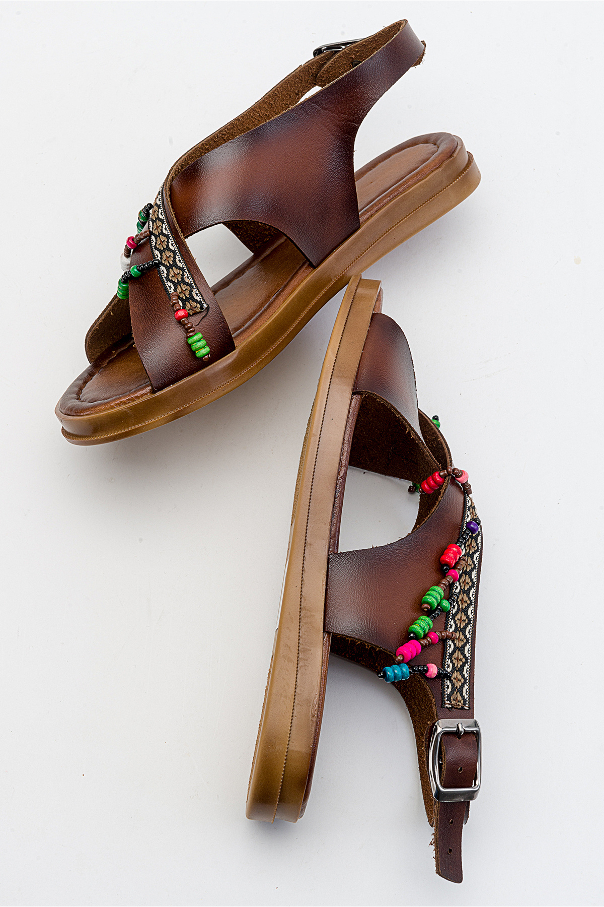 Lively Stylish  Saver Düz Çapraz Bant Bodrum Sandalet - Görsel 3