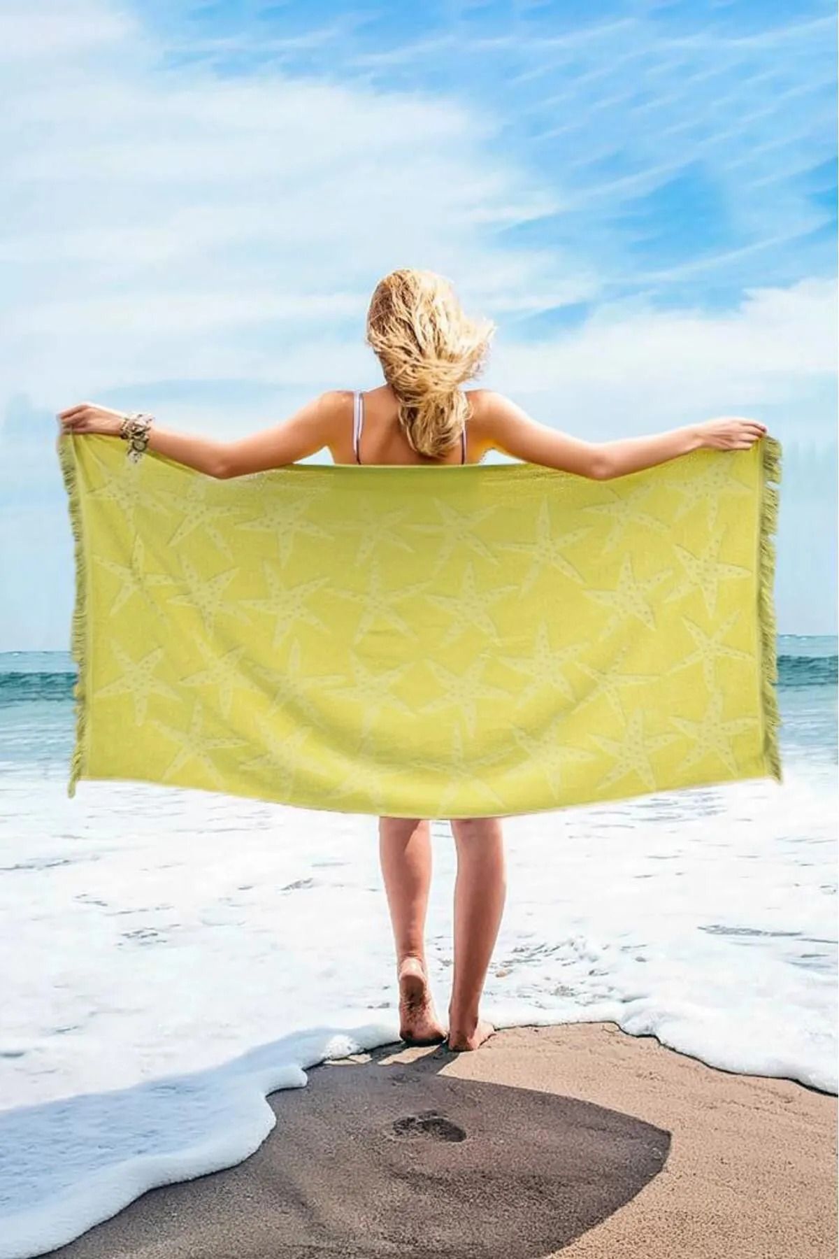 Lady Home Miabella Home Plaj Havlusu %100 Pamuk ,Hızlı Kuruyan,Yumuşak,Banyo Havlusu,Kenar Püsküllü 70x150 Cm