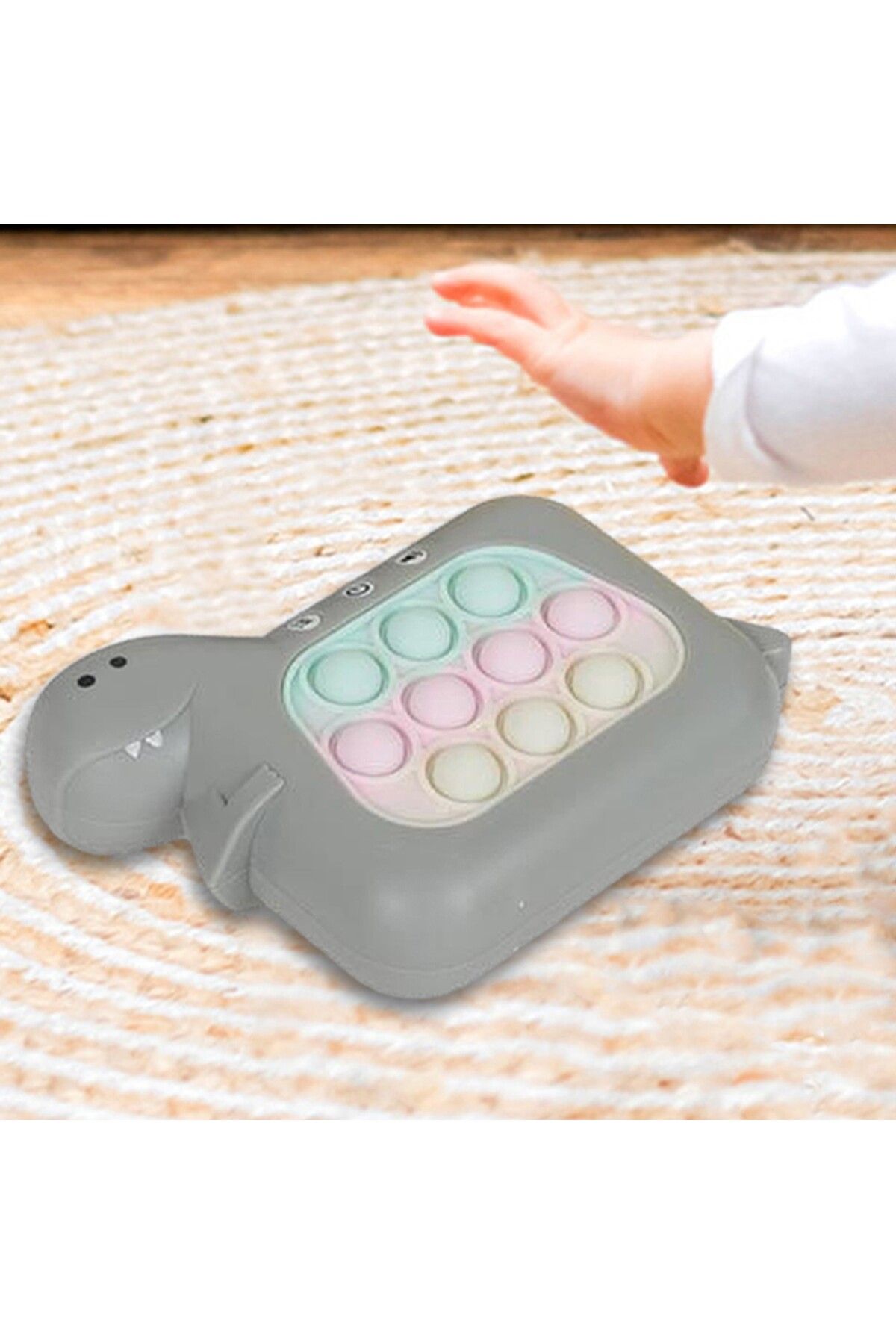 Flippy-Pop It Interactive Toy, Console Type, Dinosaur, 4 Game Modes, Antistress, Gray, 3 Years 5