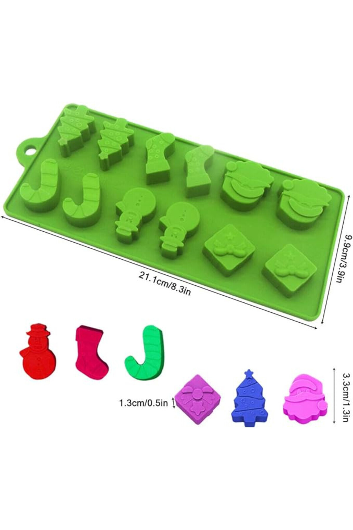 YuCool-Set de 3 forme YuCool pentru bomboane de Crăciun, silicon, multicolore, 15,2 x 10,2 x 0,8 cm 4