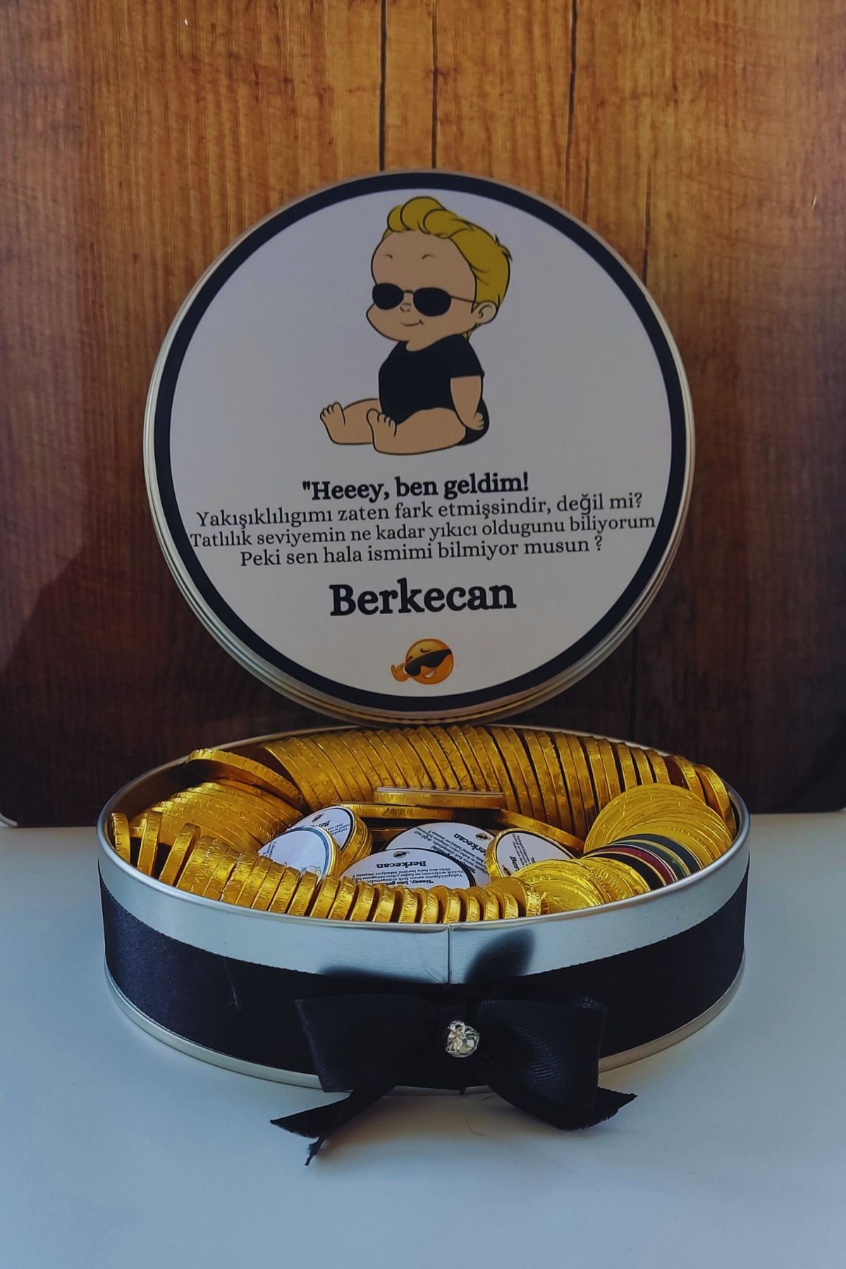 afyoresel 100 Adet Johnny Bravo Temalı Erkek Bebek Doğum Konfiseri Çikolatası