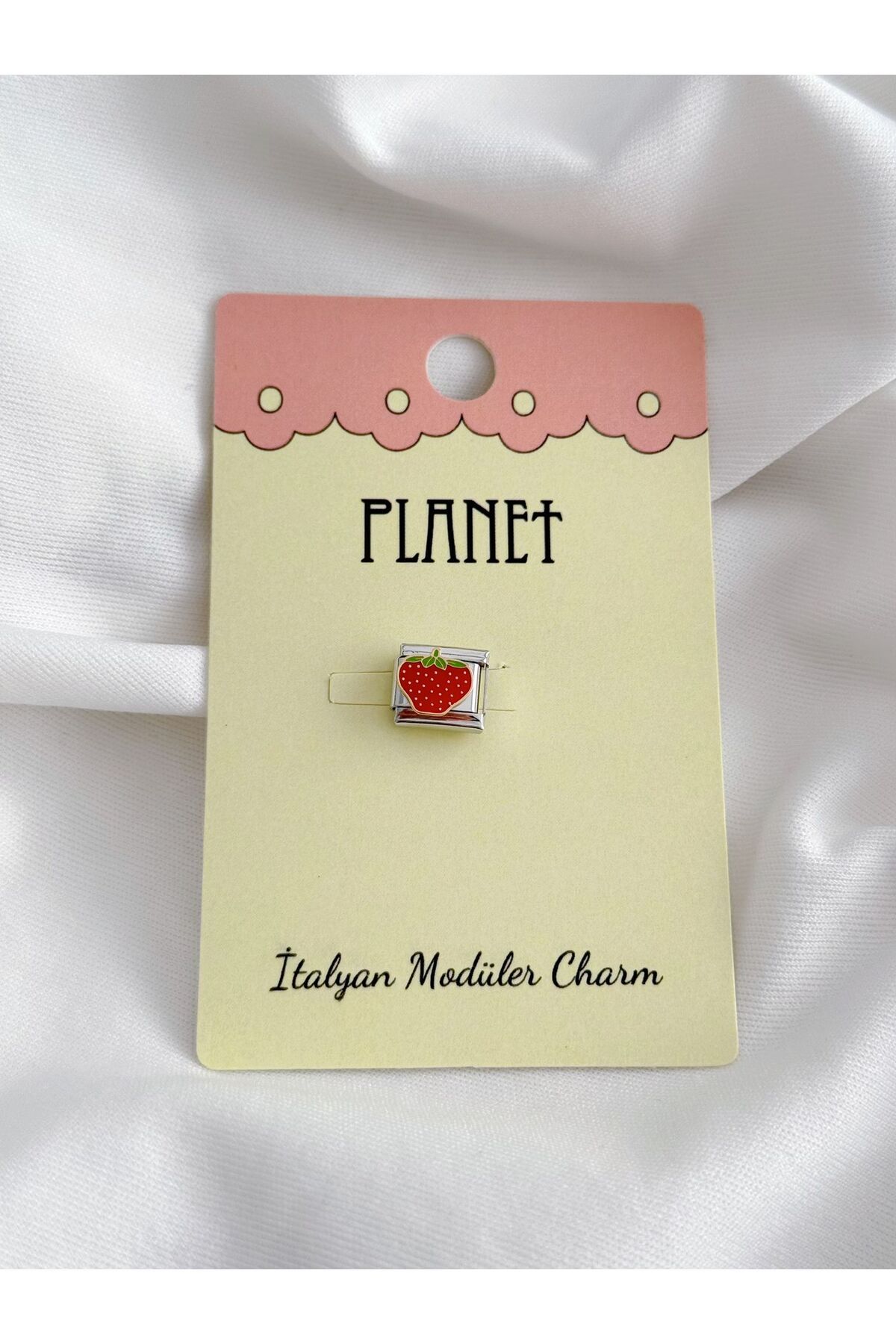 Planet Butik Çilek Kartlı İtalyan Charm