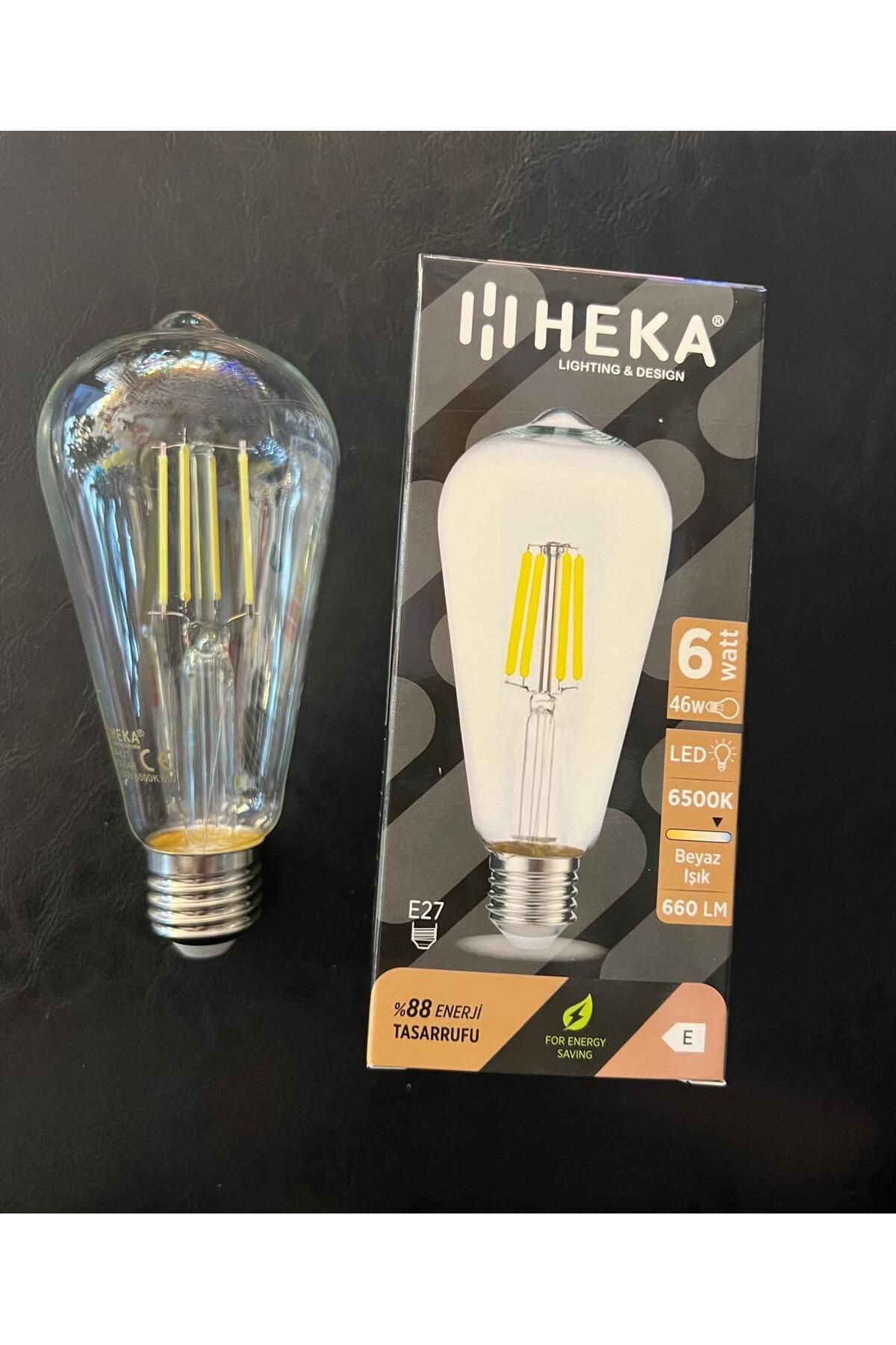 Heka 6 watt st64 6500 kelvin beyaz ışık 660 lümen led rustik ampul