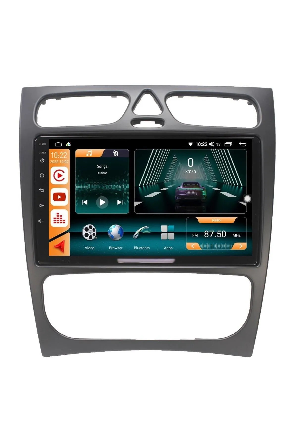 Cadre Façade Autoradio 9 Pouces Mercedes Classe C W209 2002-2006 Noir ABS