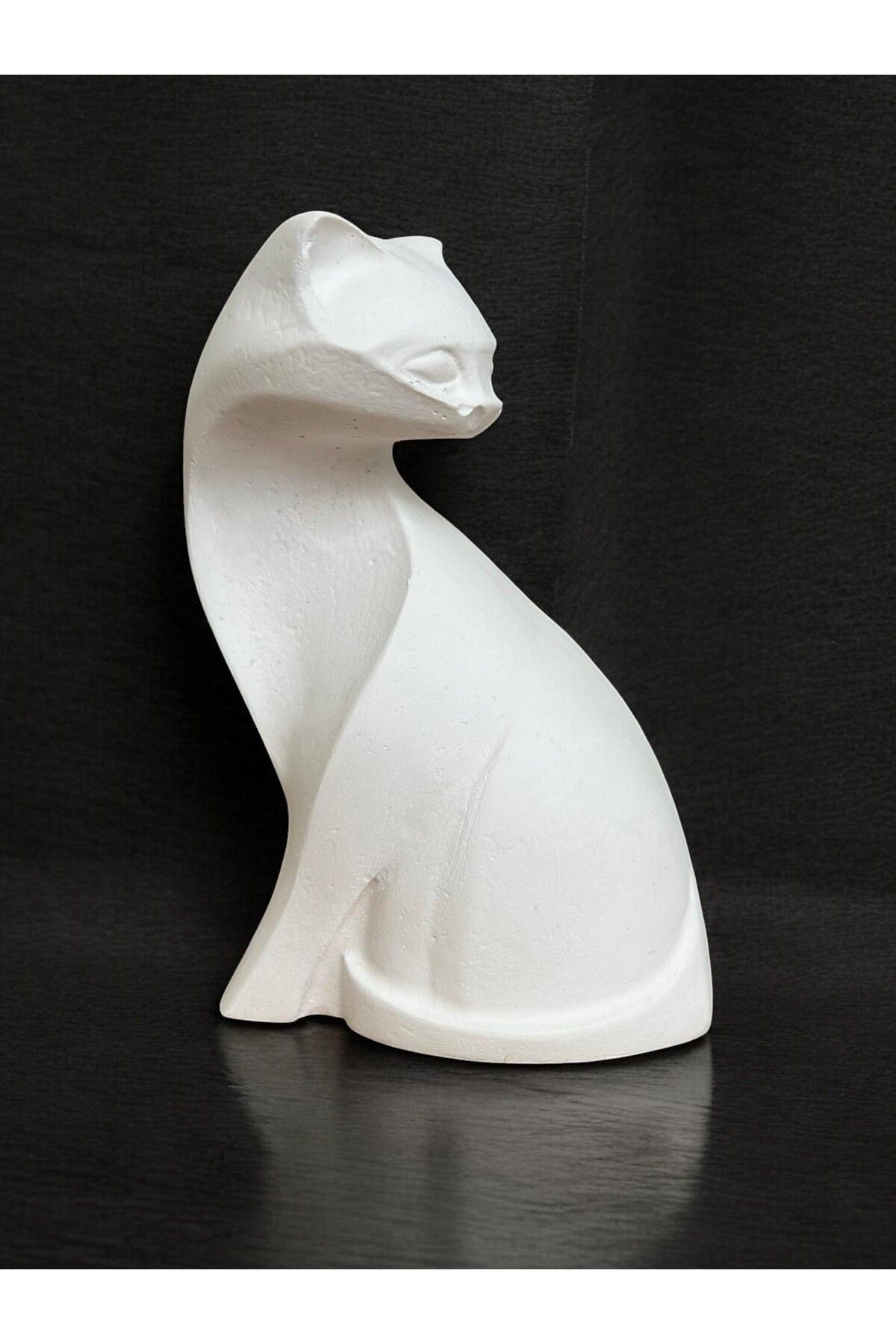 ArtnestbyAysun Kedi Heykel Obje Minimalist Beyaz El Yapımı Hediyelik Ev Dekoru