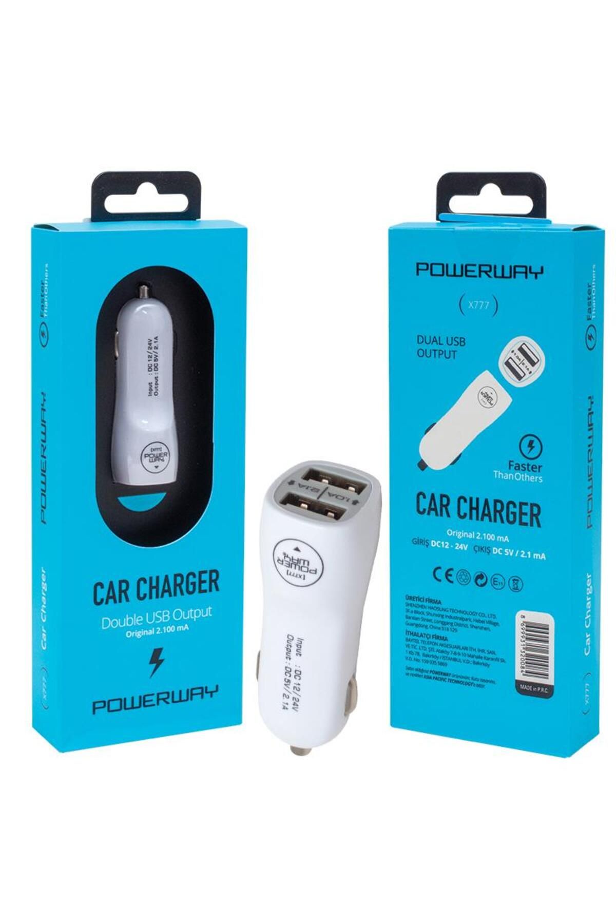 Powermaster Powerway X-777 Çift Usb'li 2.1 Amper Çakmaklık Araç Şarj Cihazı