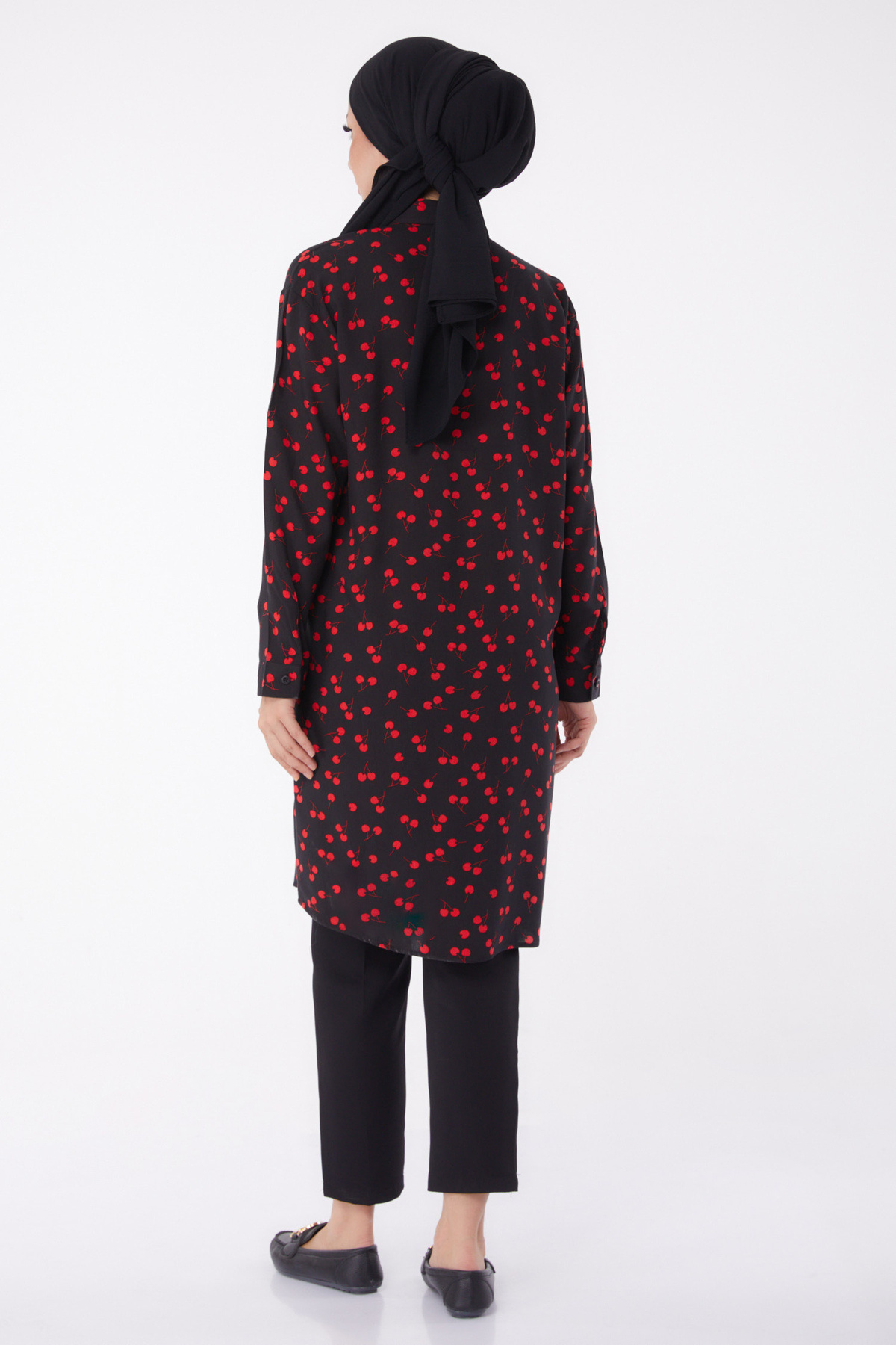 TOFİSA-Patterned Tunic Red - 26005 5