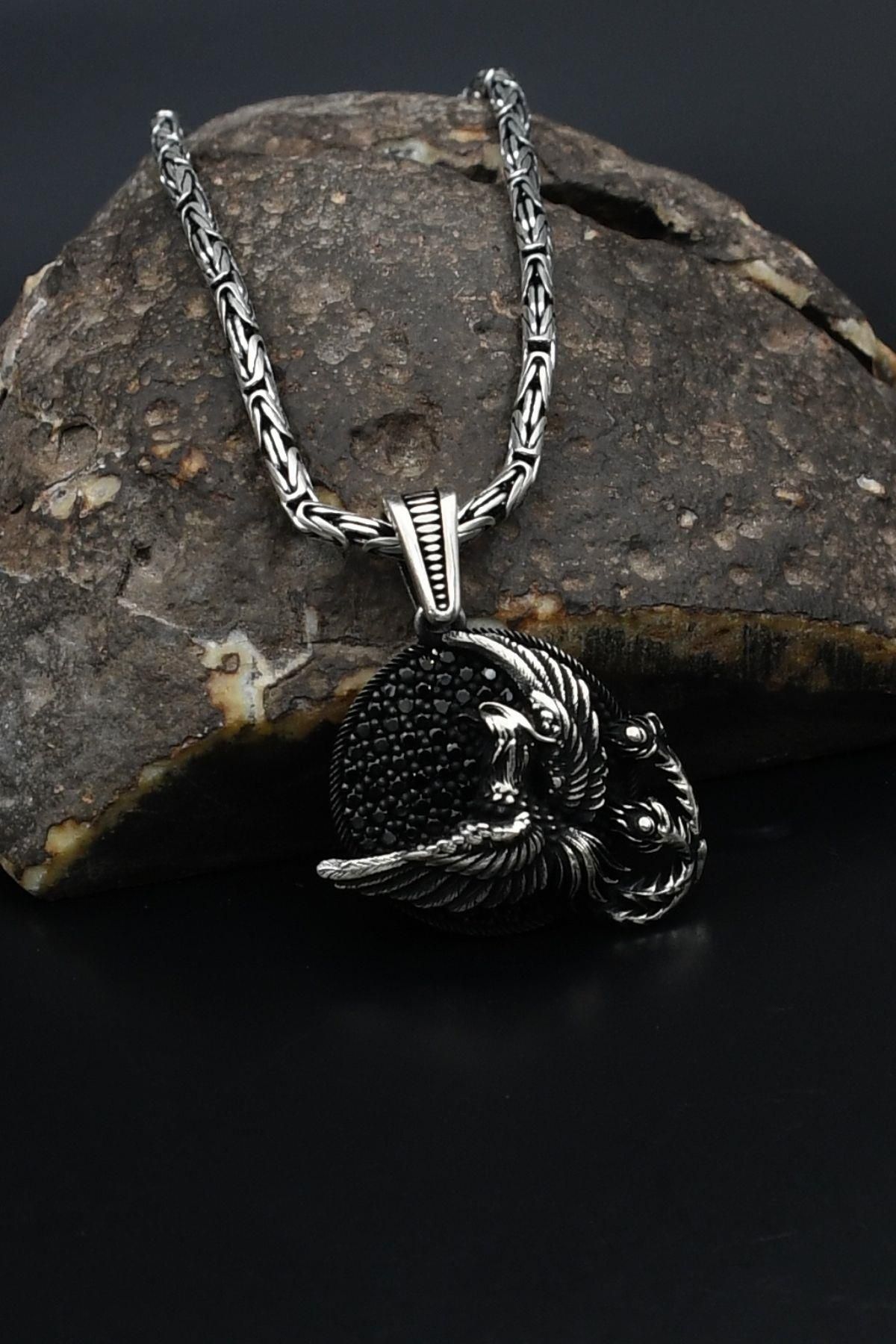 Prestige Anka kuşu Figürlü 925 Ayar Gümüş Kolye Kral Zincir 2Mm 901859