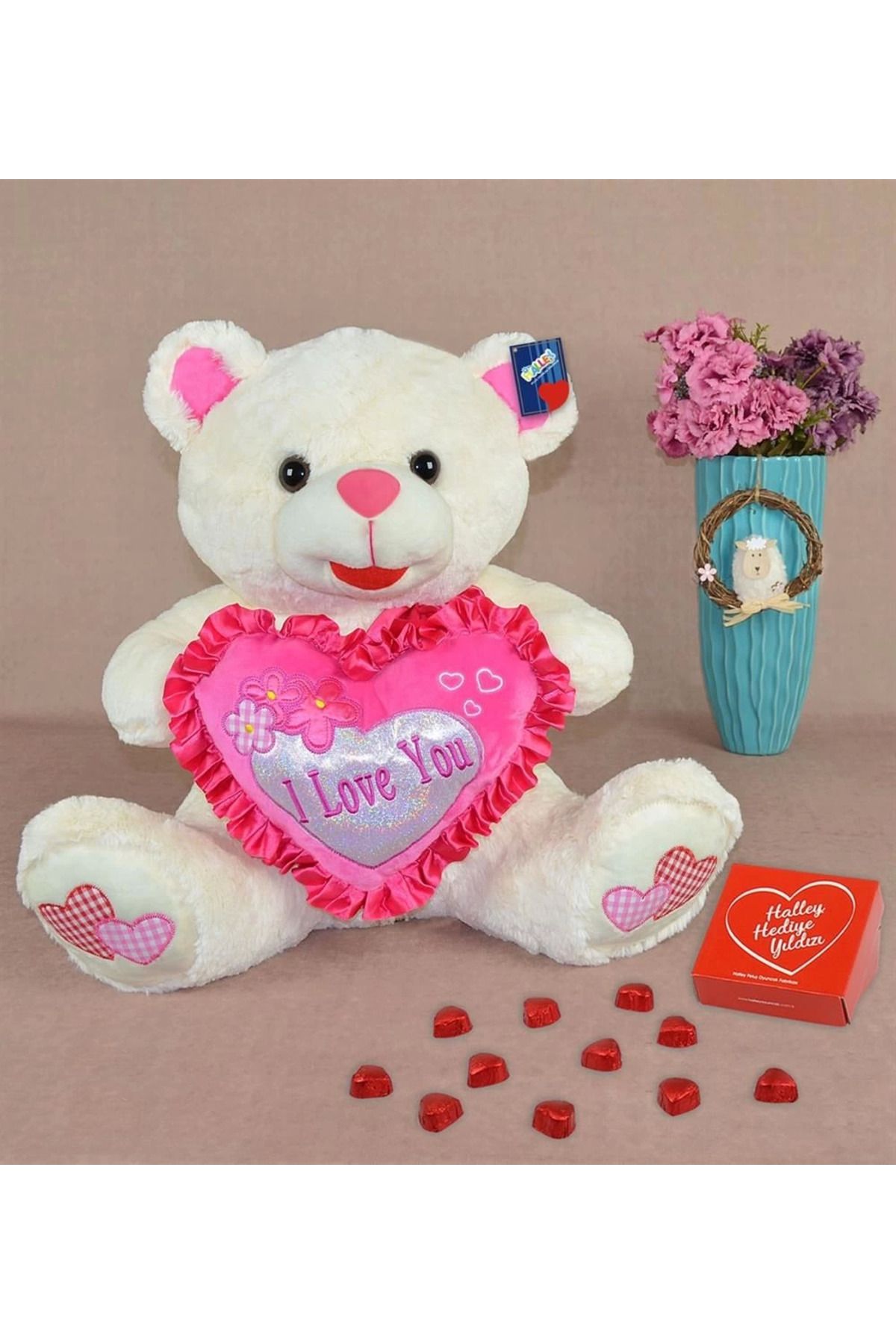 ÖYKÜ VE YİĞİT 78628 PELUŞ KALPLİ AYI 60CM -HLY