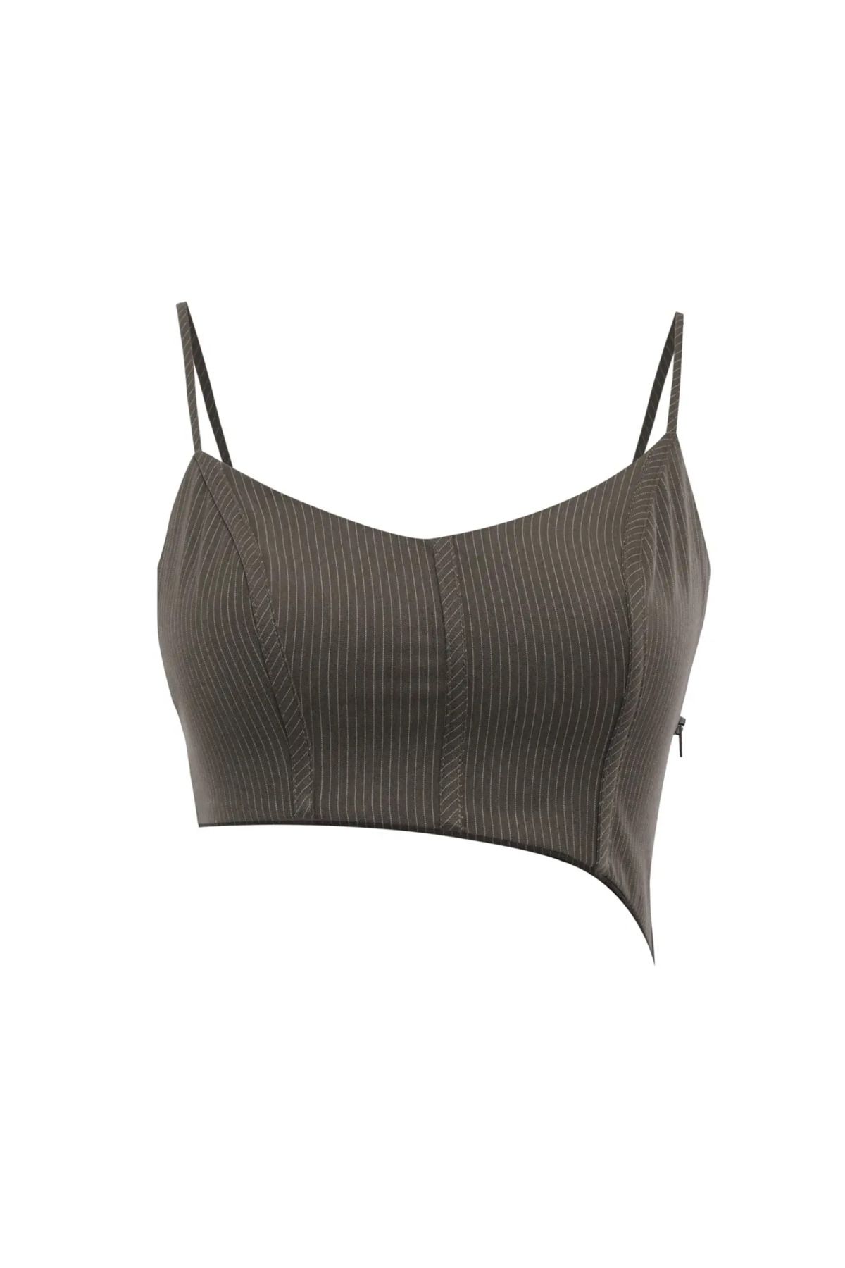 Keikei Haki dokuma kısa crop top