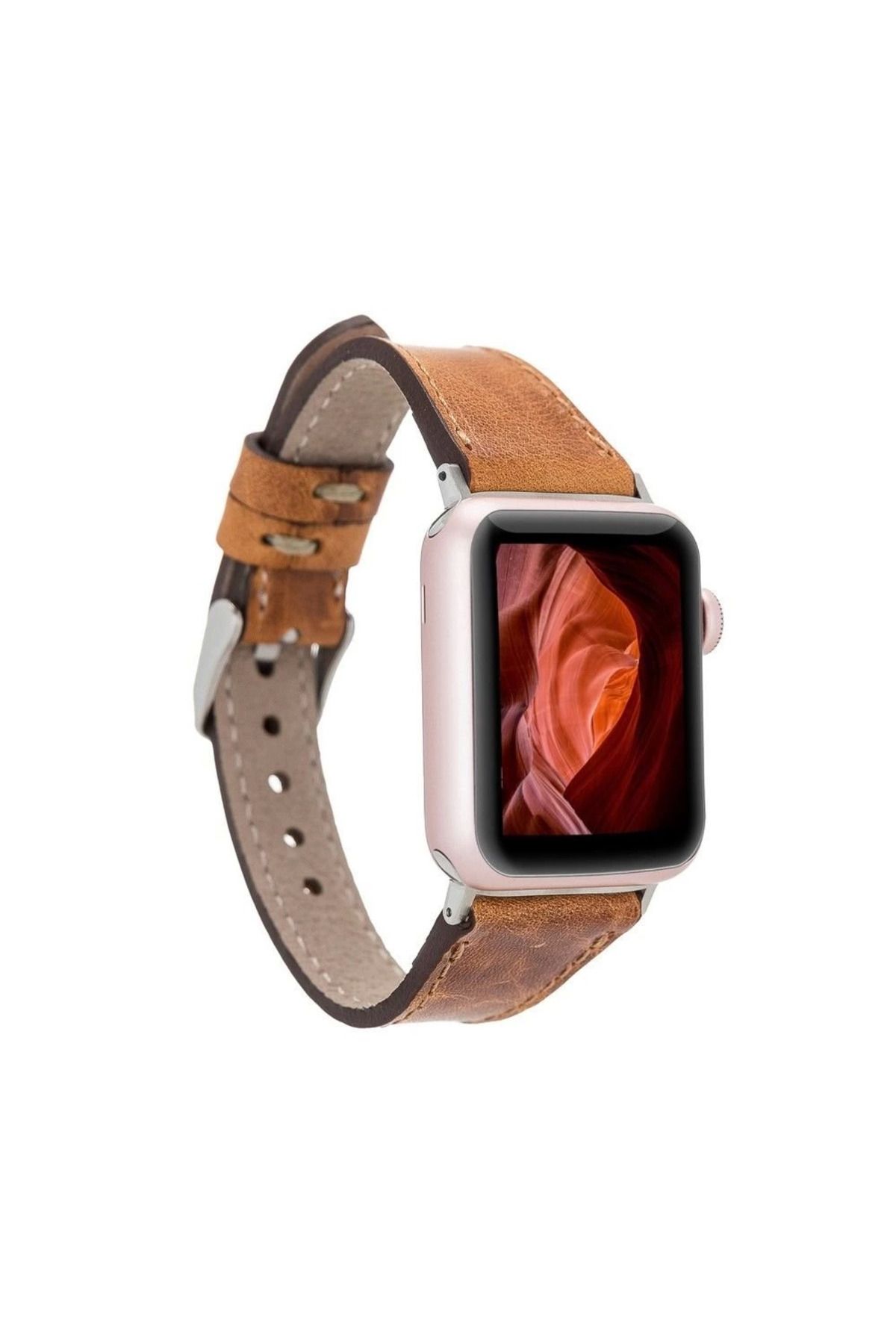 Angoravi Watch Uyumlu Deri Kordon 38-40-41mm Slim G19 Taba