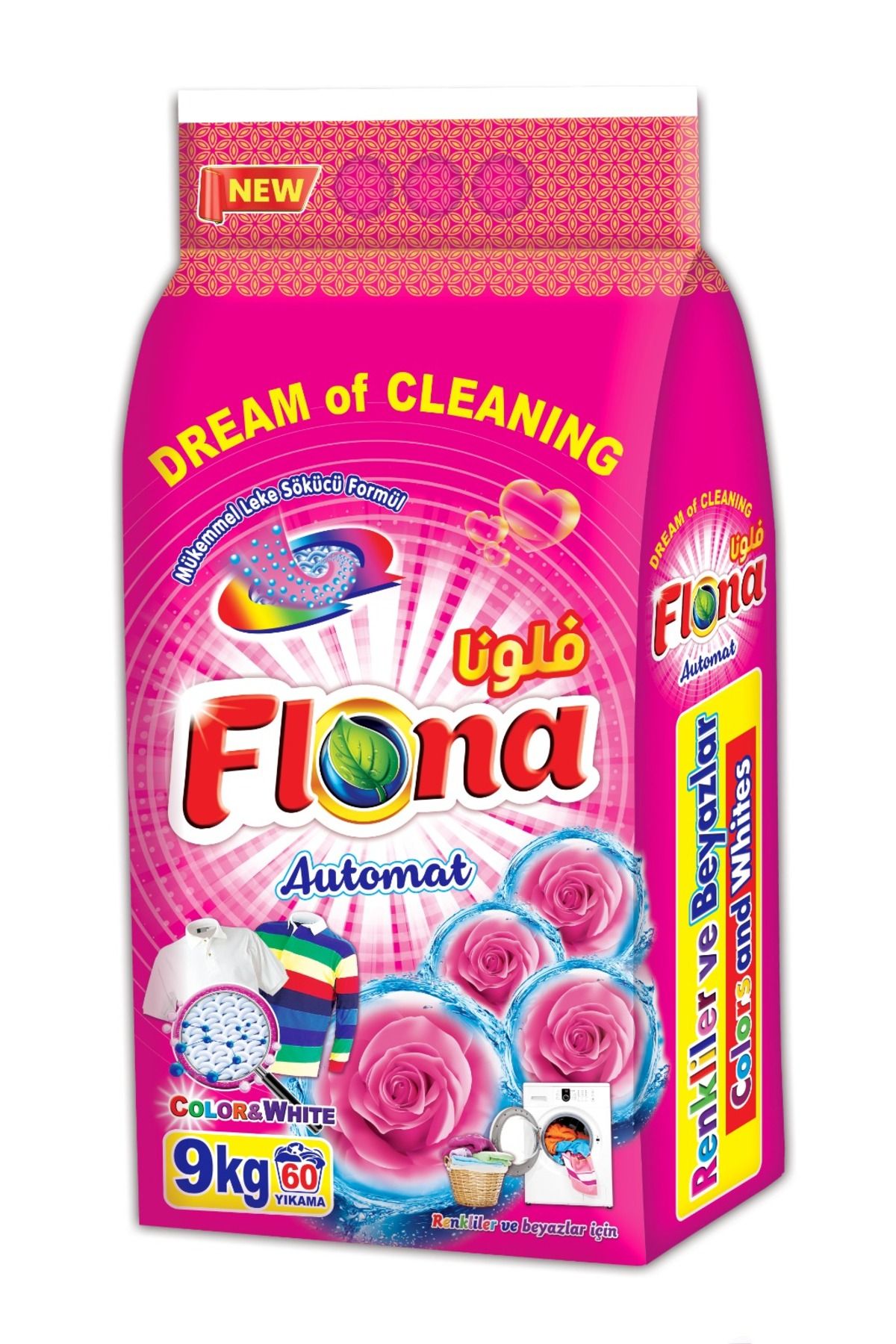 FLONA MATİK 9 KG RENKLİLER VE BEYAZLAR İÇİN TOZ DETERJAN