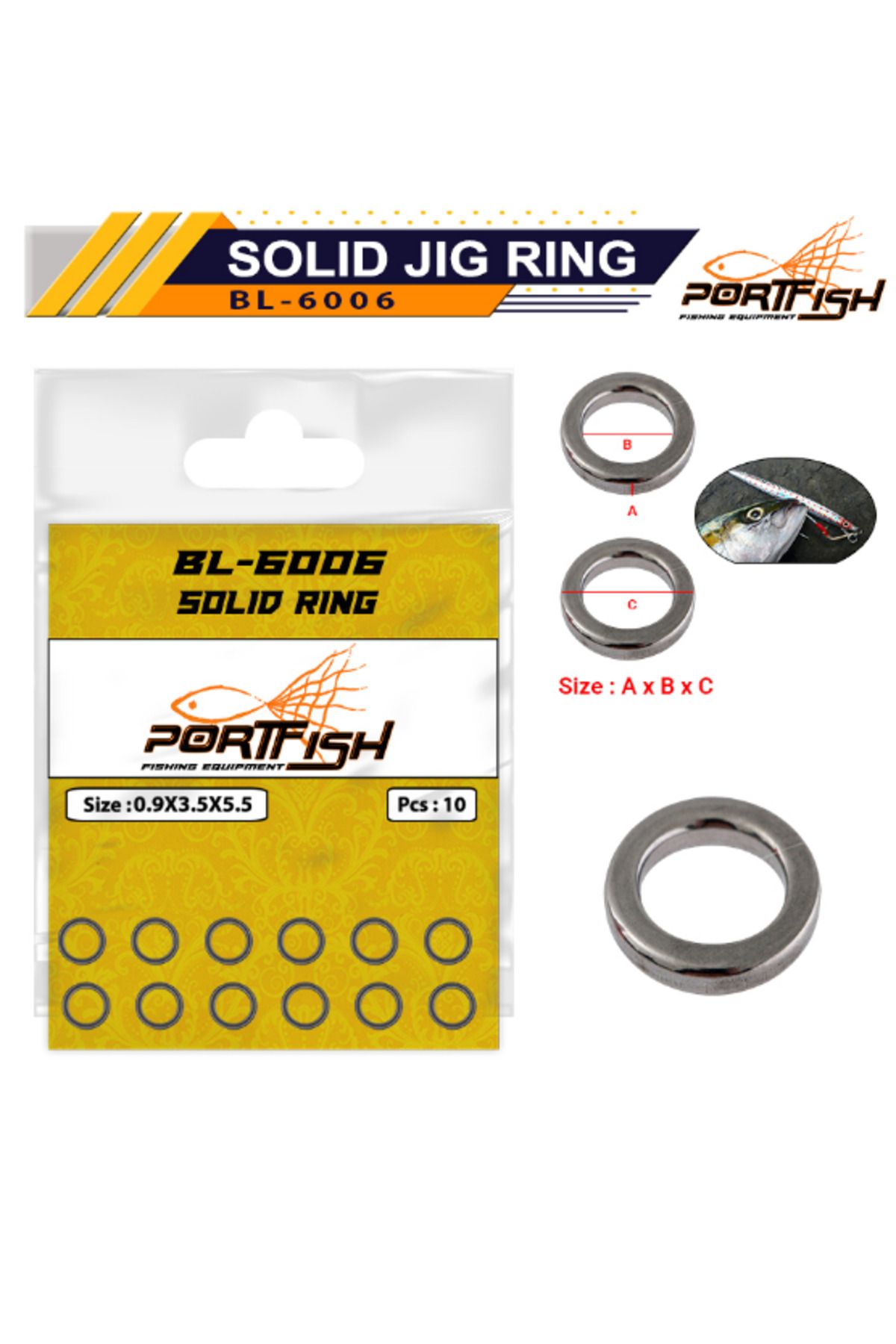 Port Fish Portfish BL-6006 Solid Jig Halkası - 0.9*3.5*5.5